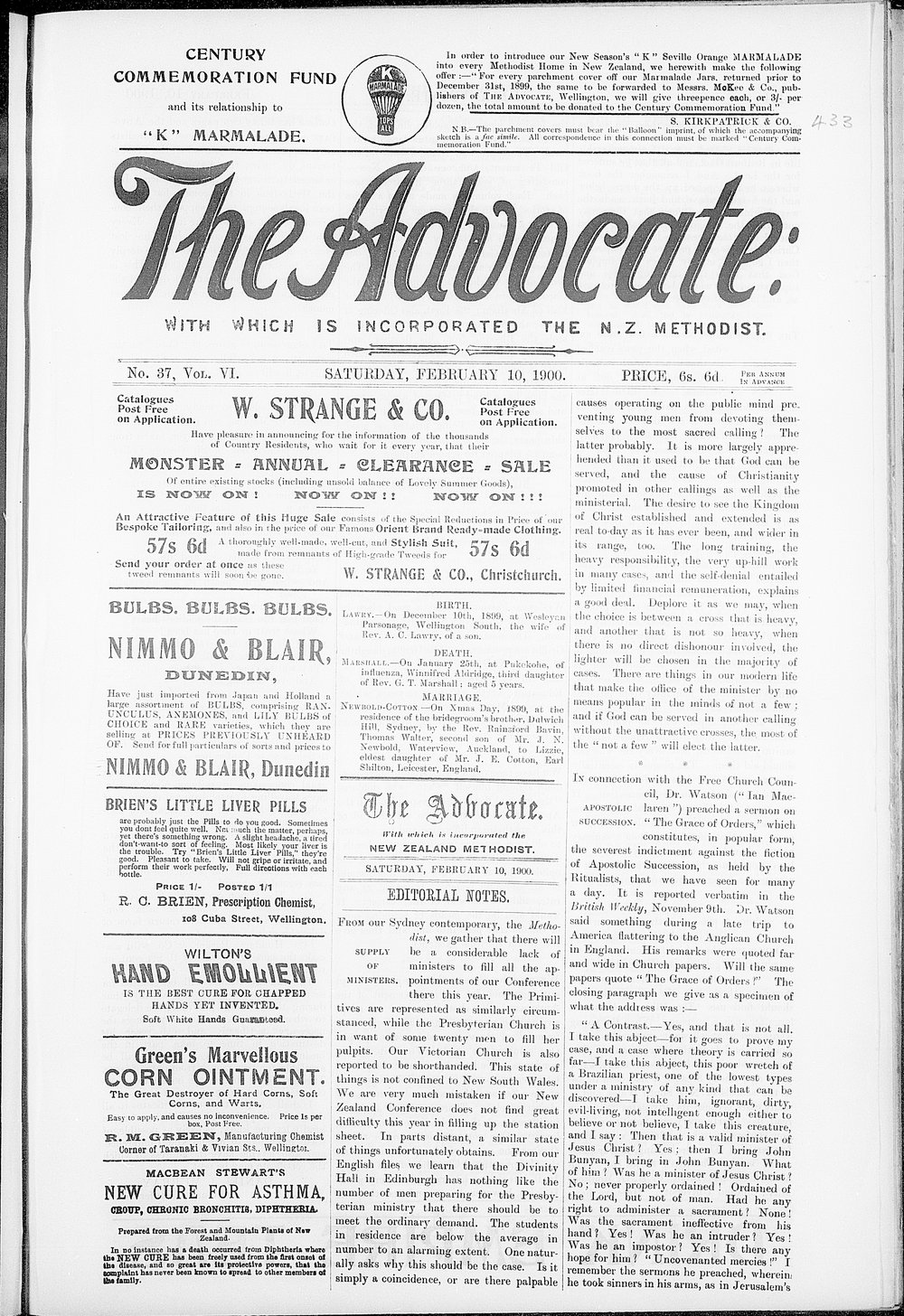 The Advocate: 10th February 1900