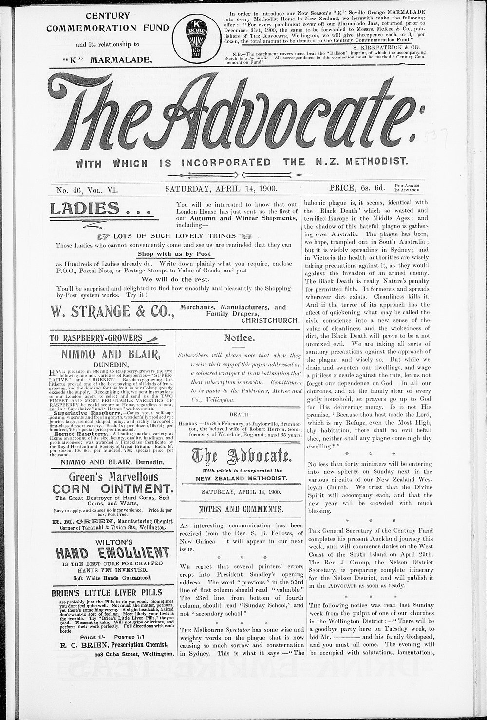 The Advocate: 14th April 1900