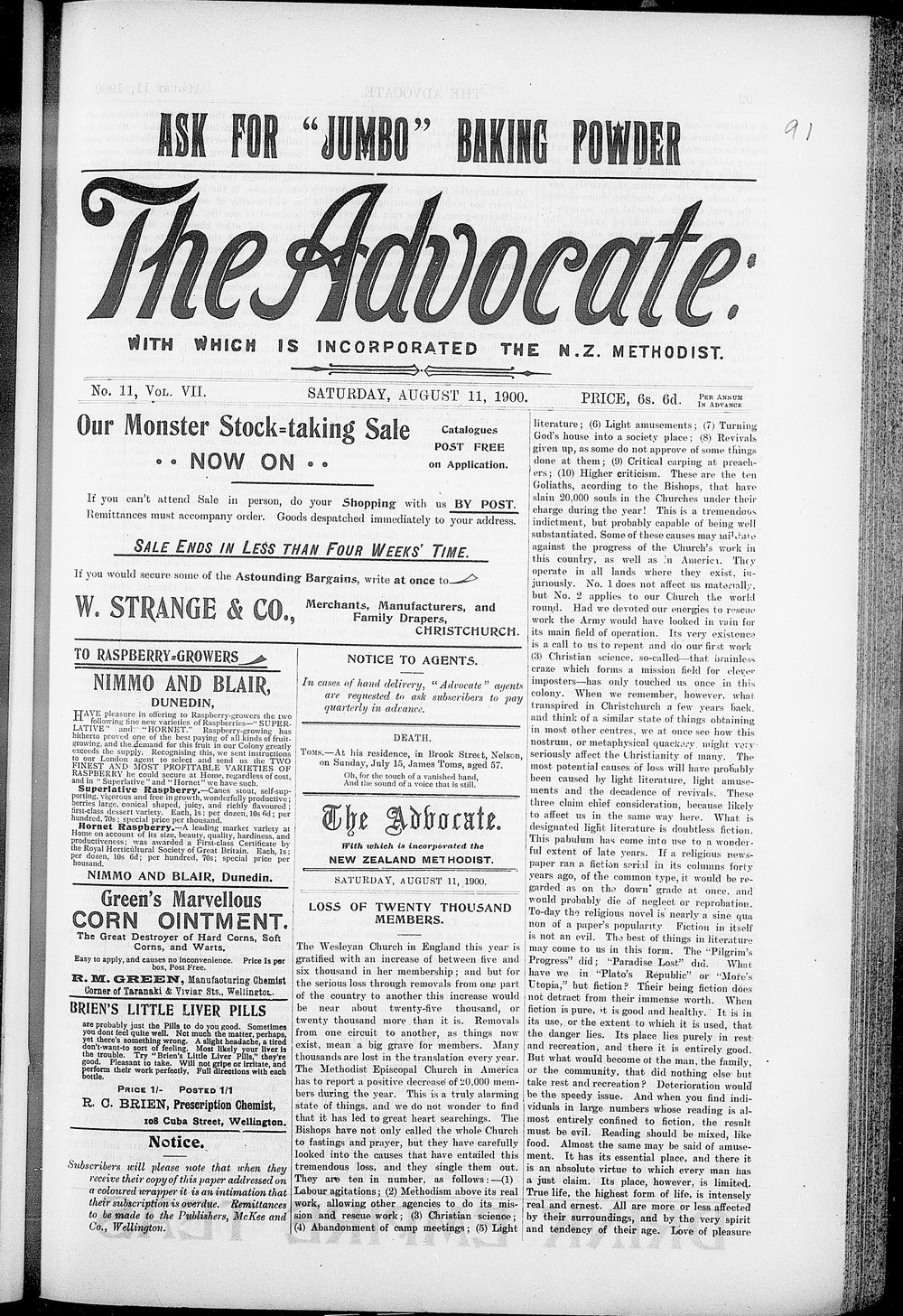 The Advocate: 11th August 1900