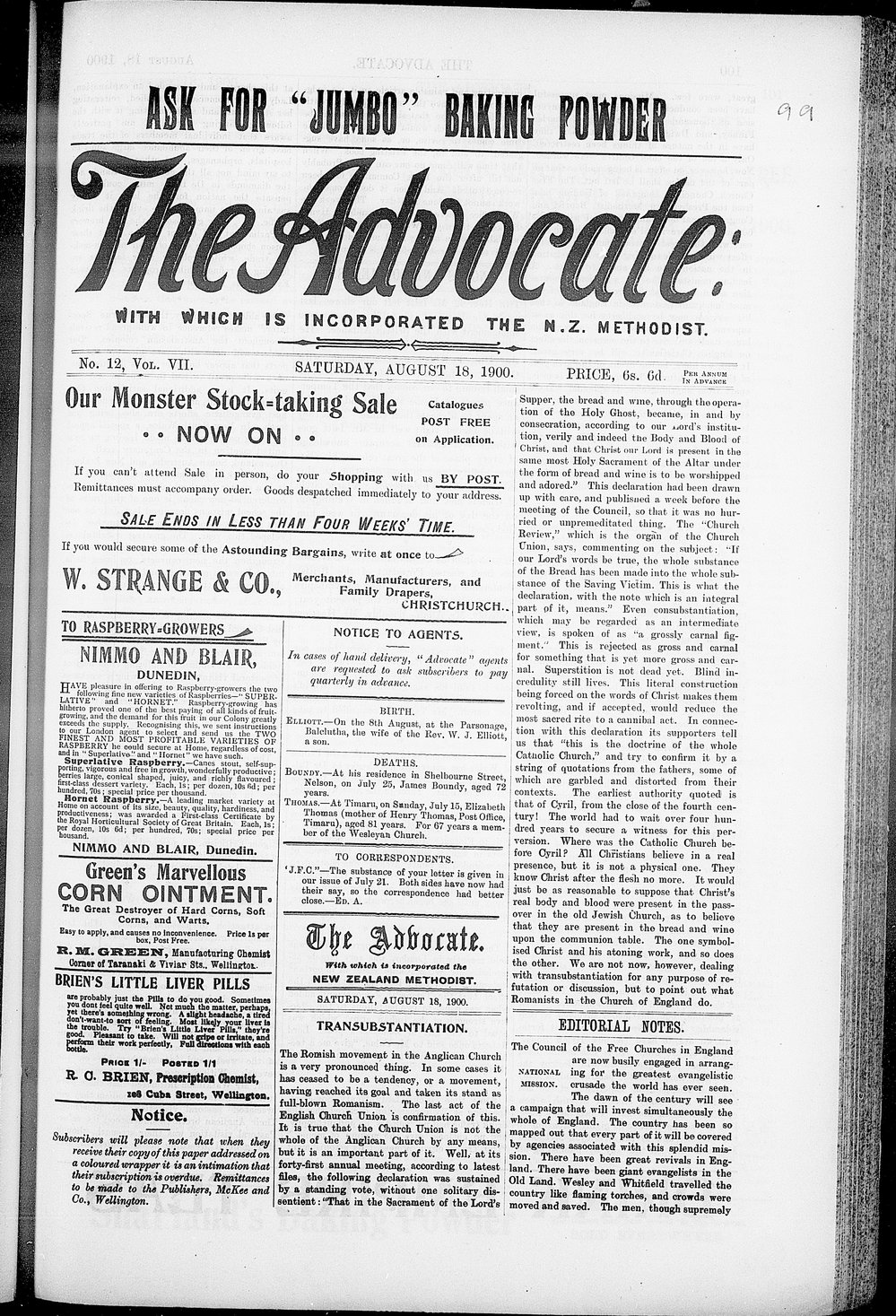 The Advocate: 18th August 1900