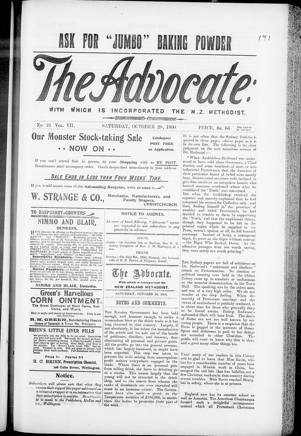 The Advocate: 20th October 1900