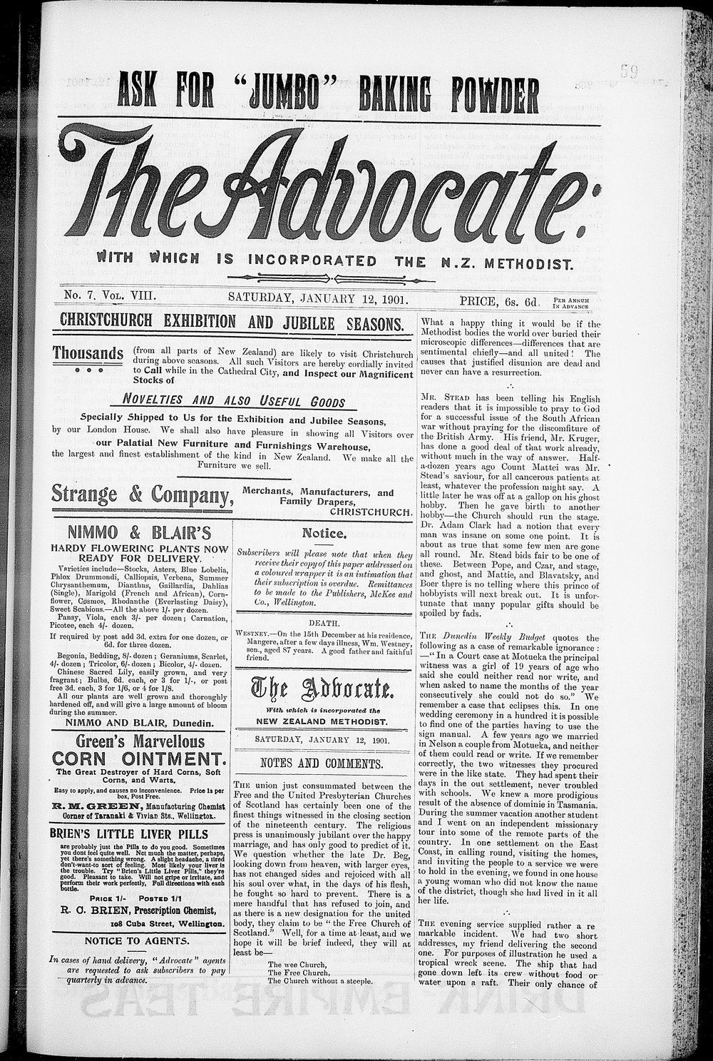 The Advocate: 12th January 1901