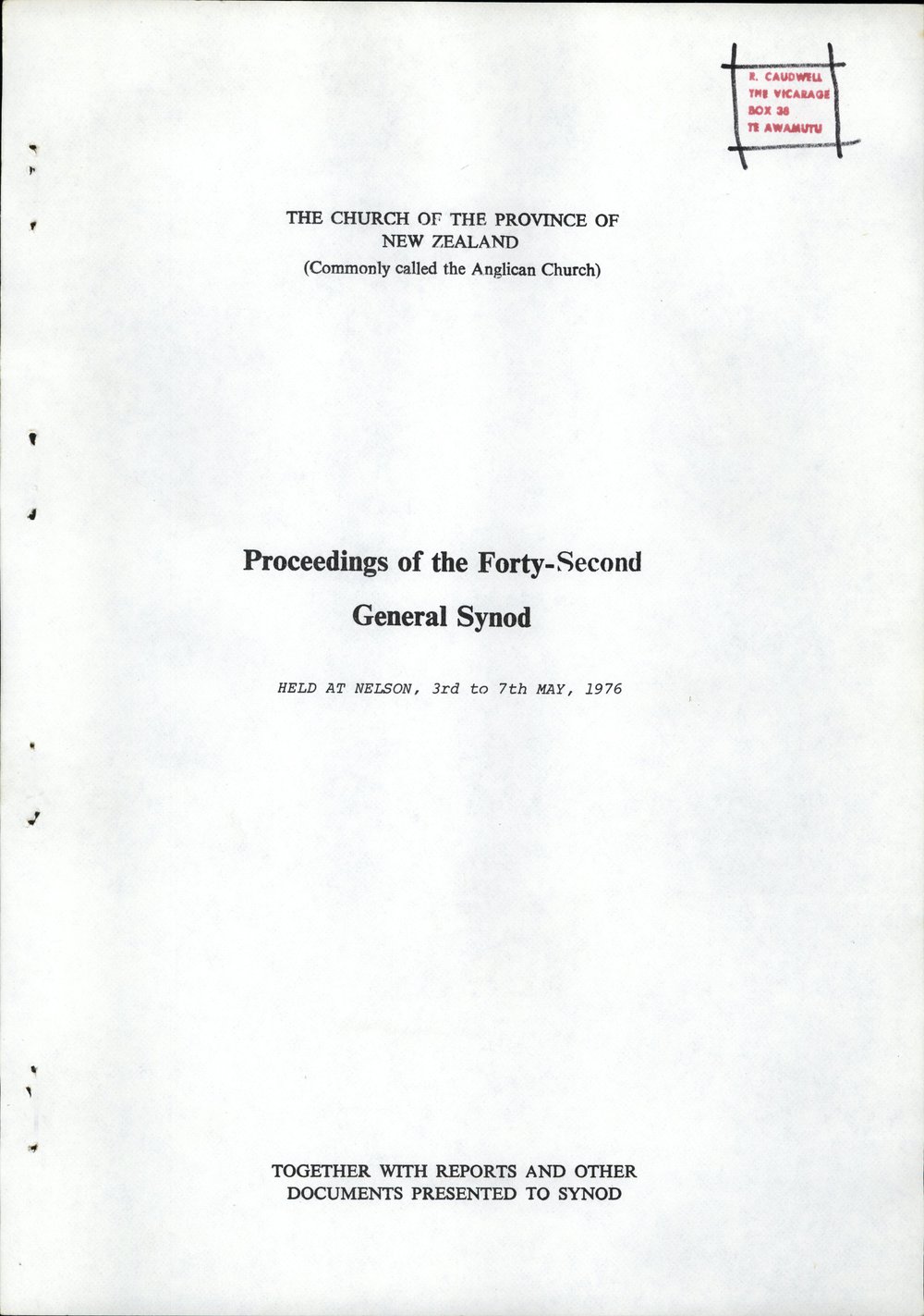 Proceedings of the General Synod: 42nd General Synod, 1976