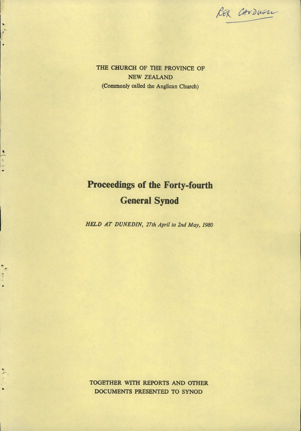 Proceedings of the General Synod: 44th General Synod, 1980