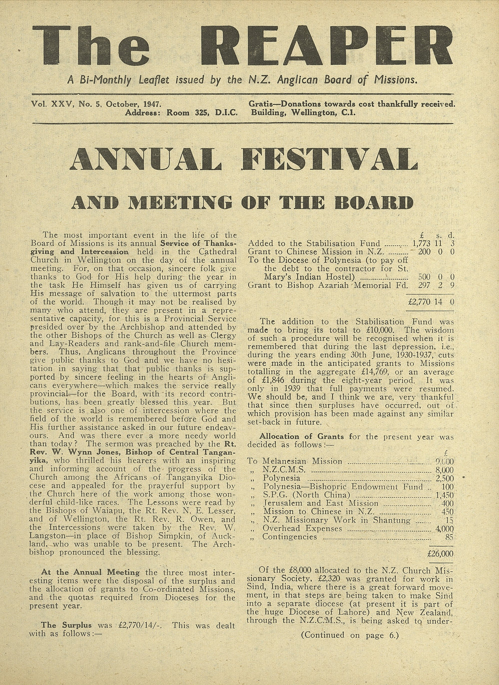 The Reaper: October 1947