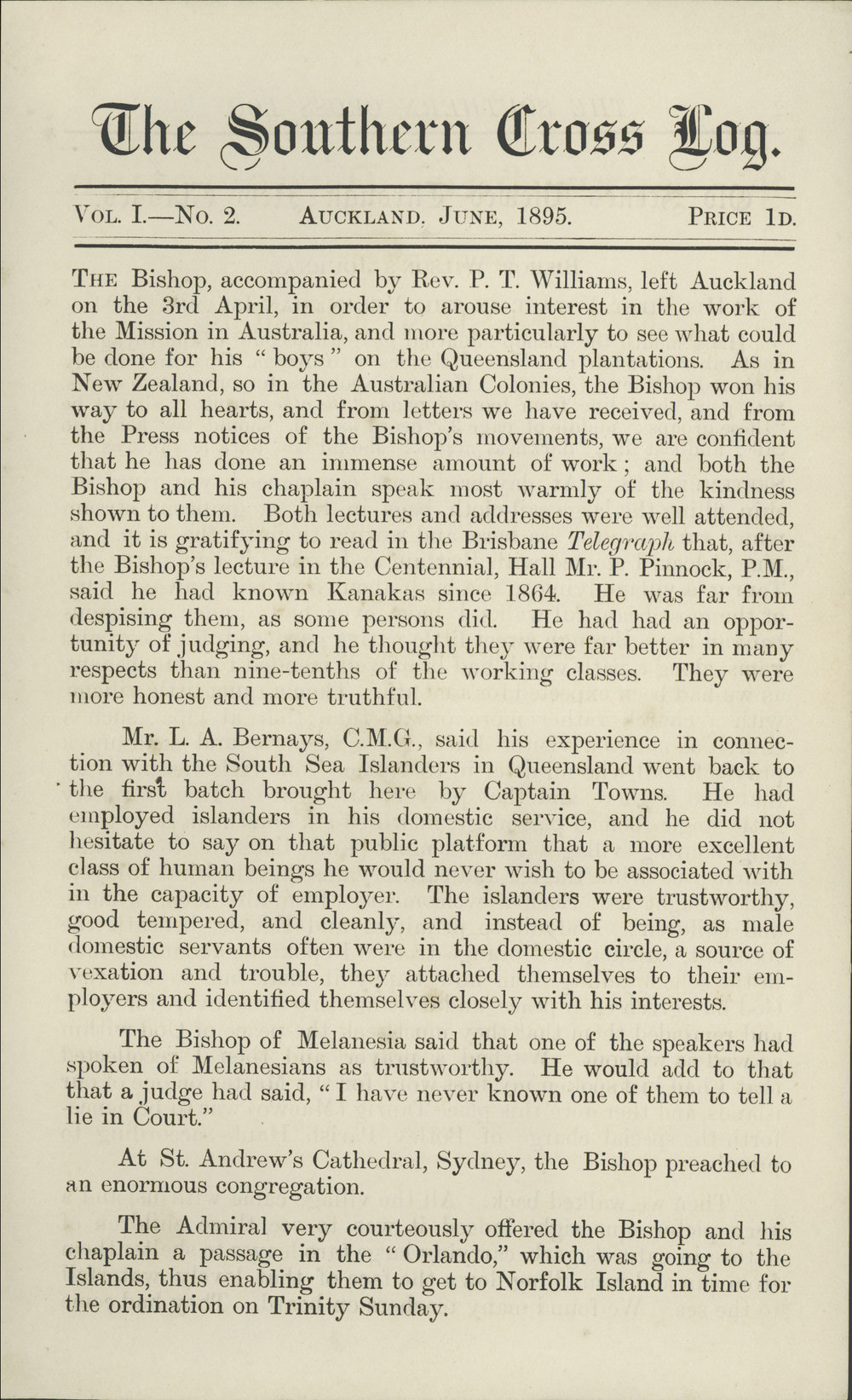 Southern Cross Log: Issue 2, June 1895