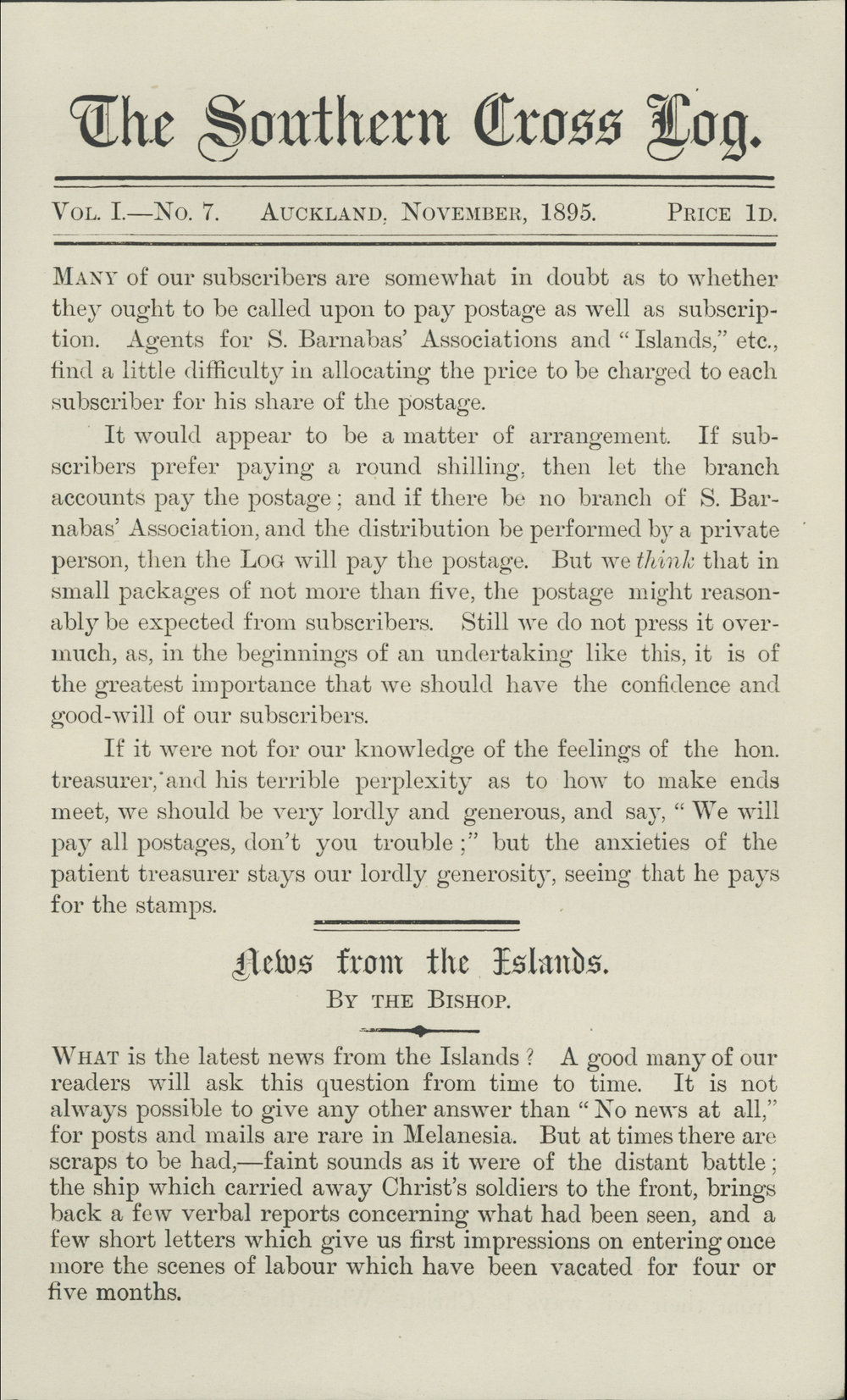 Southern Cross Log: Issue 7, November 1895