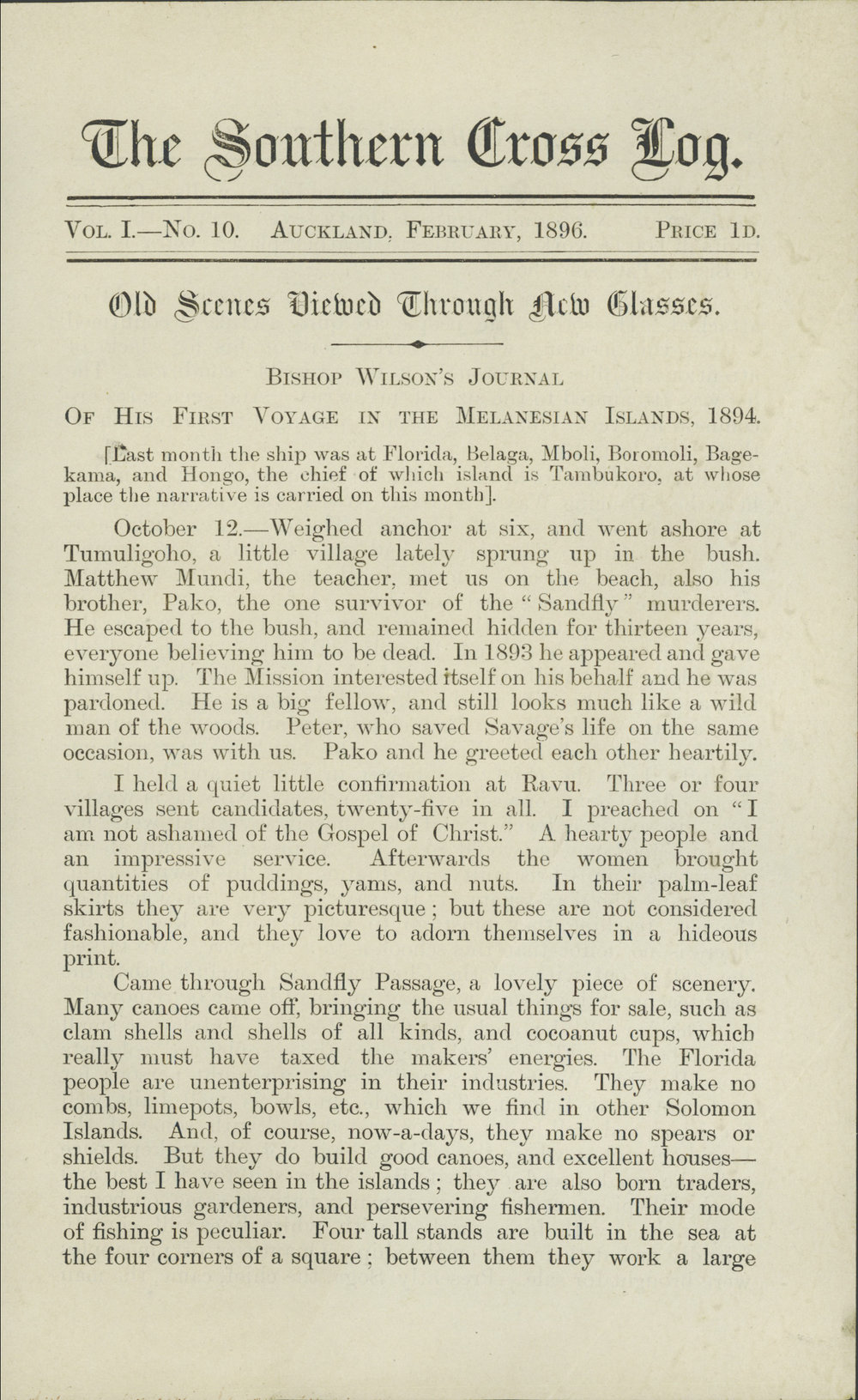 Southern Cross Log: Issue 10, February 1896