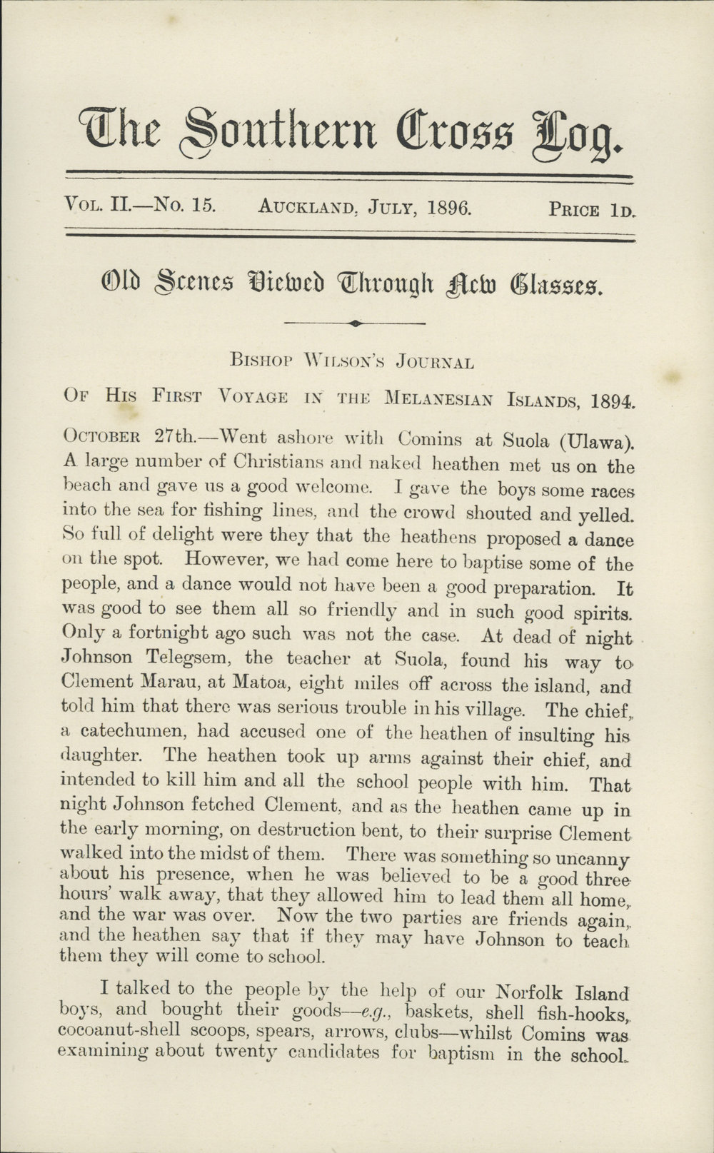 Southern Cross Log: Issue 15, July 1896