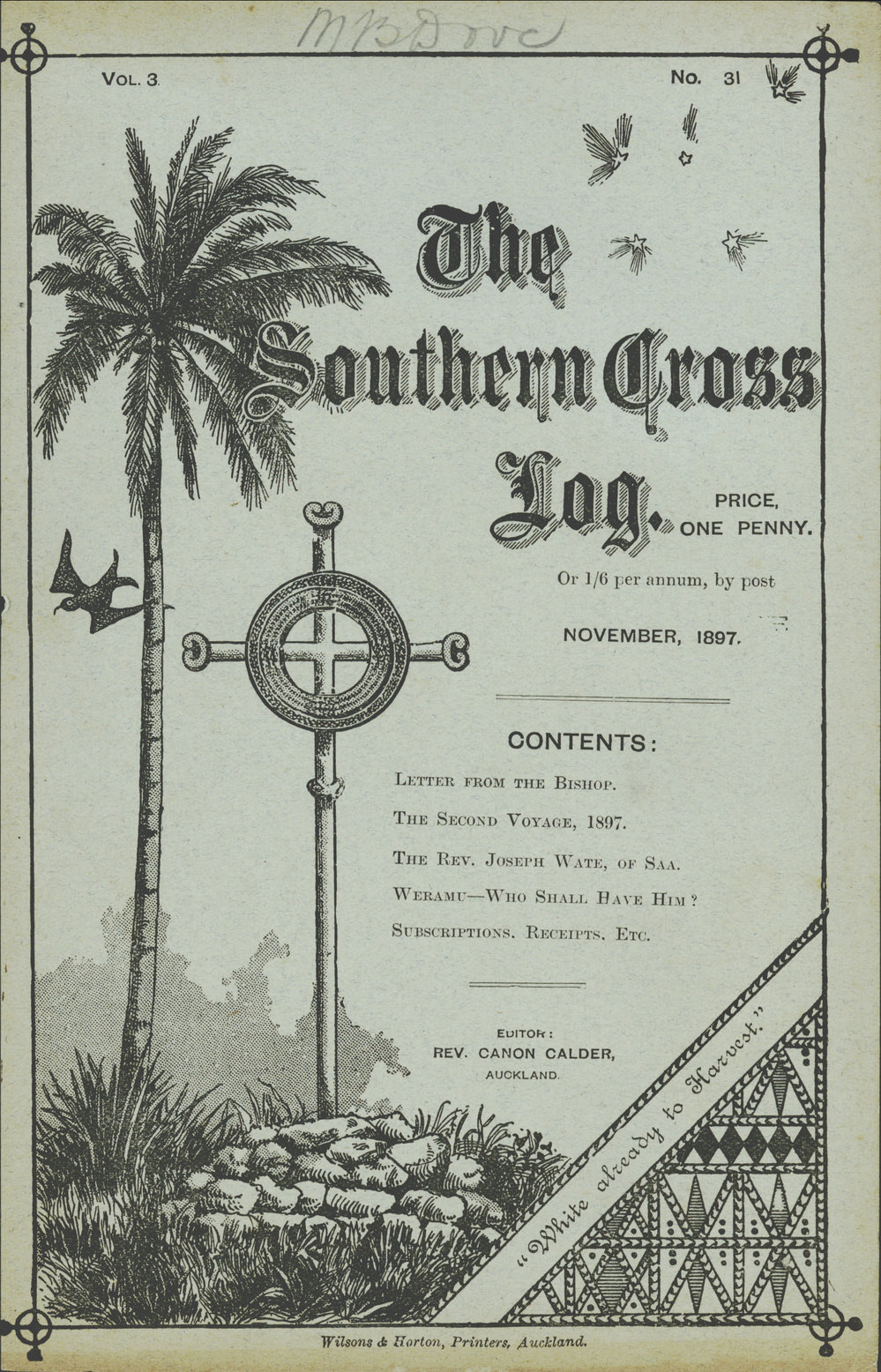 Southern Cross Log: Issue 31, November 1897