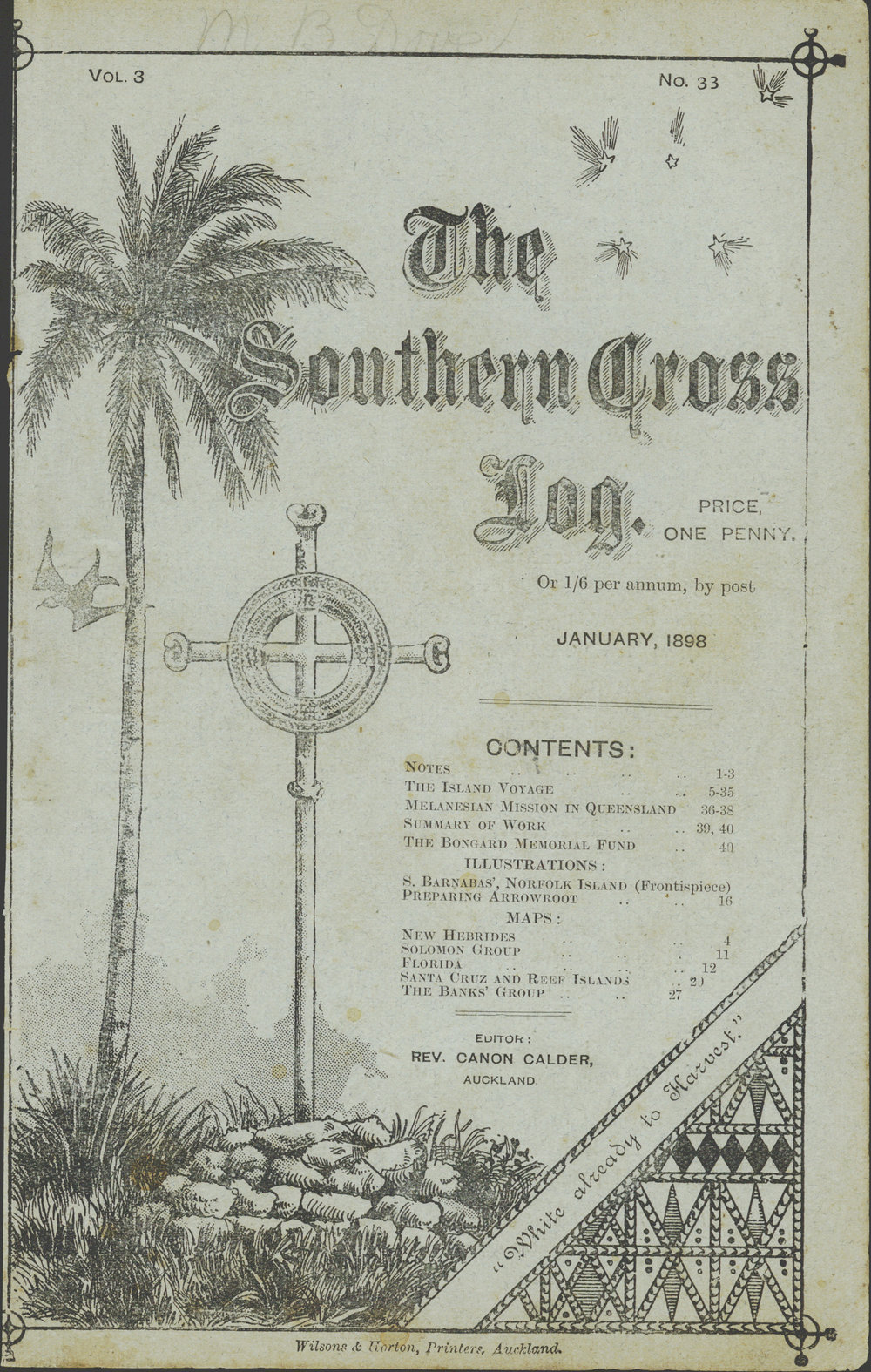 Southern Cross Log: Issue 33, January 1898