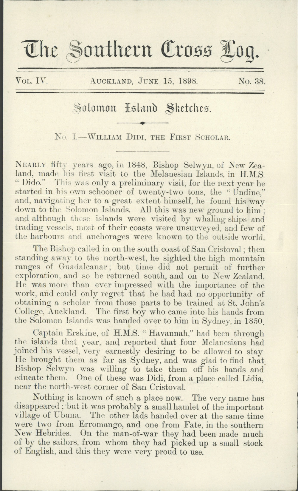 Southern Cross Log: Issue 38, June 1898