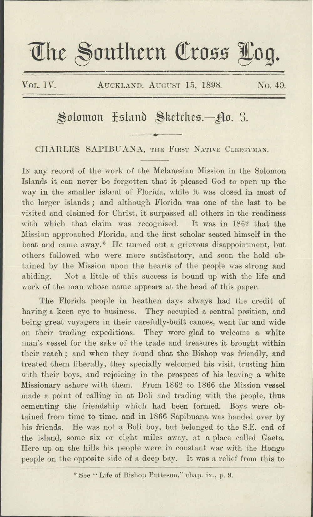 Southern Cross Log: Issue 40, August 1898