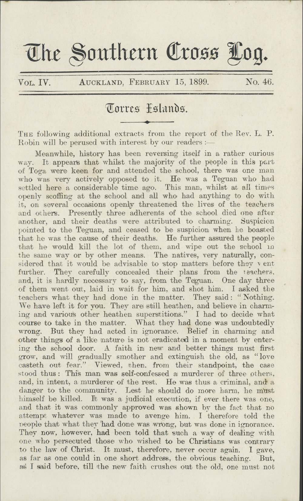 Southern Cross Log: Issue 46, February 1899