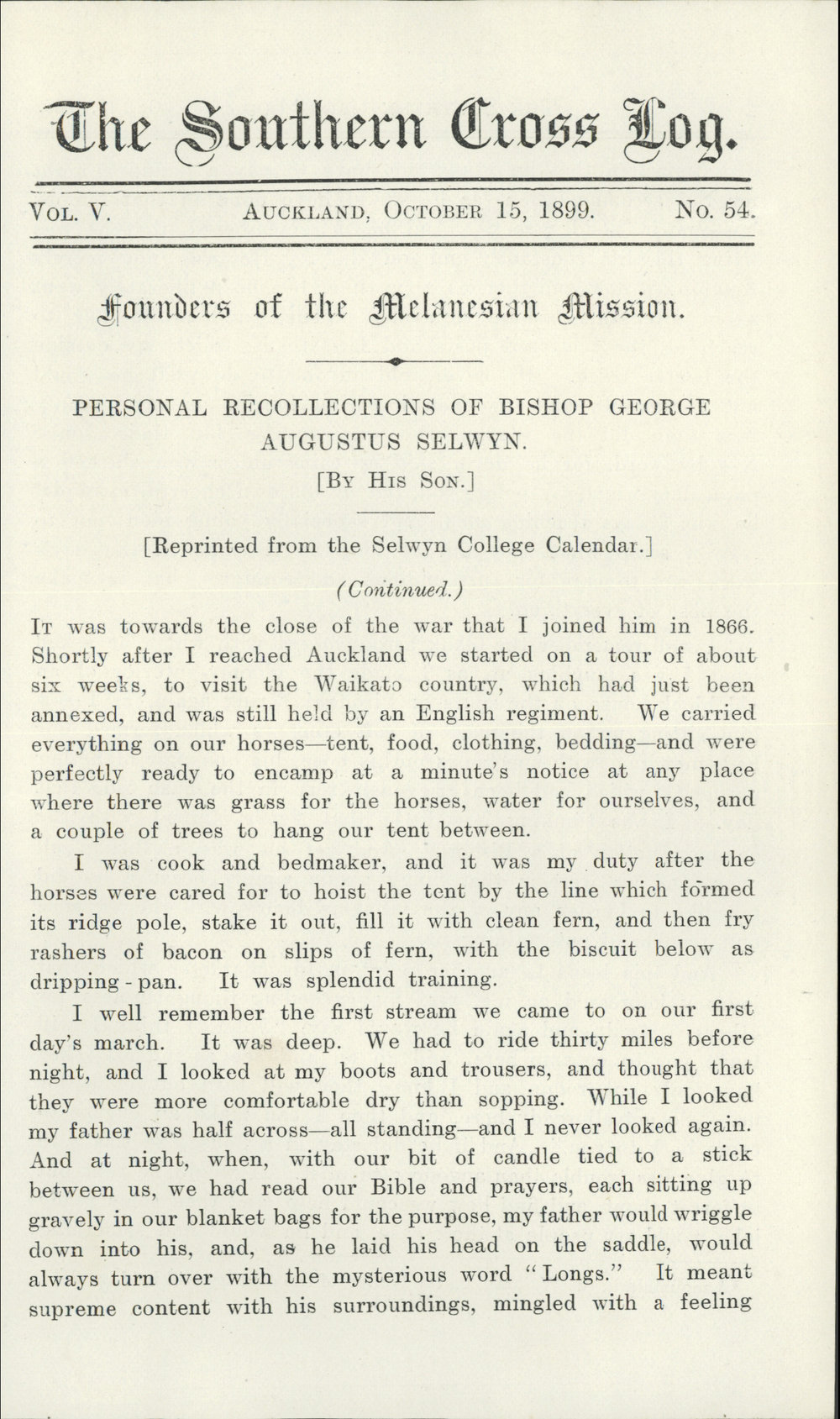 Southern Cross Log: Issue 54, October 1899