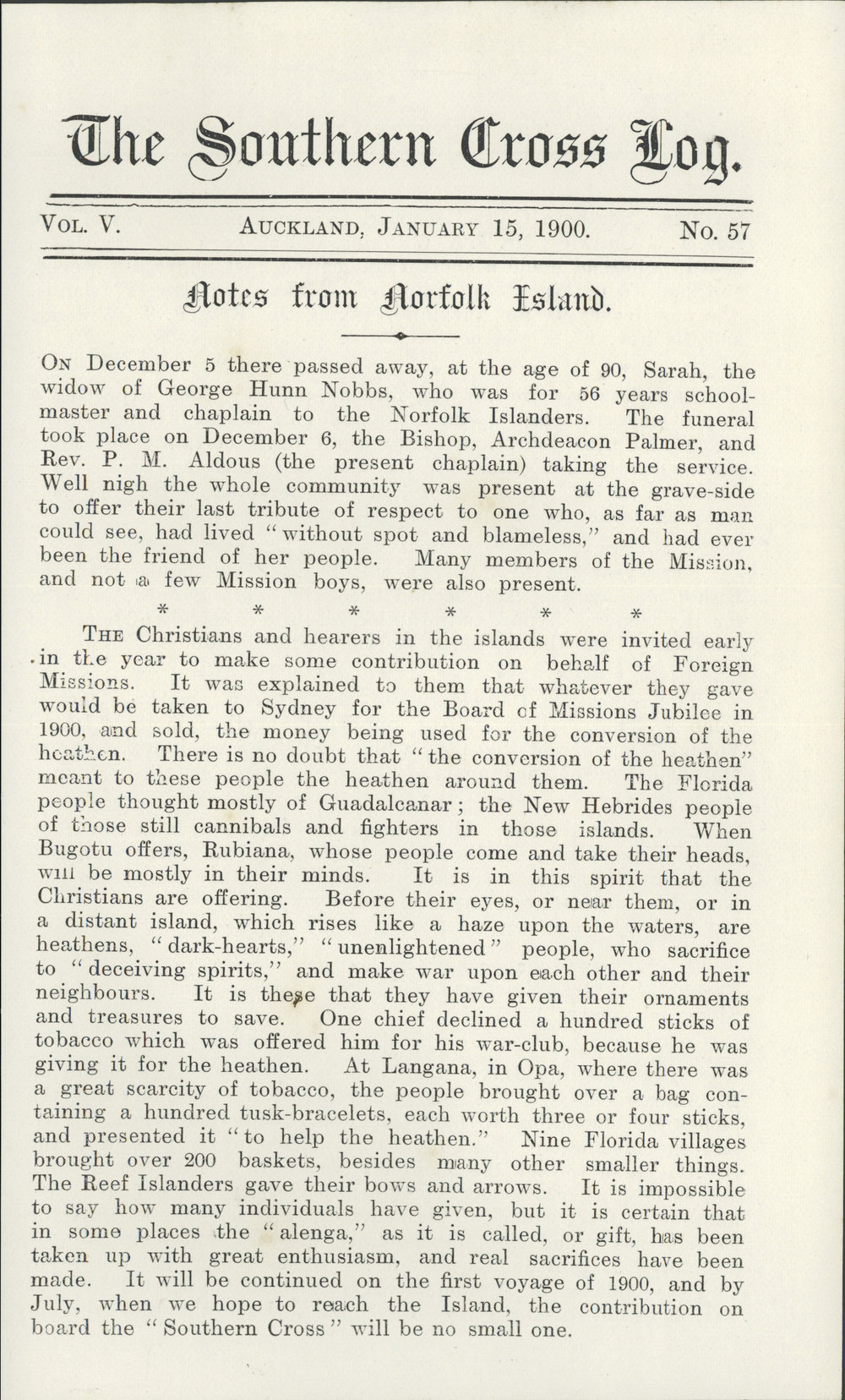 Southern Cross Log: Issue 57, January 1900