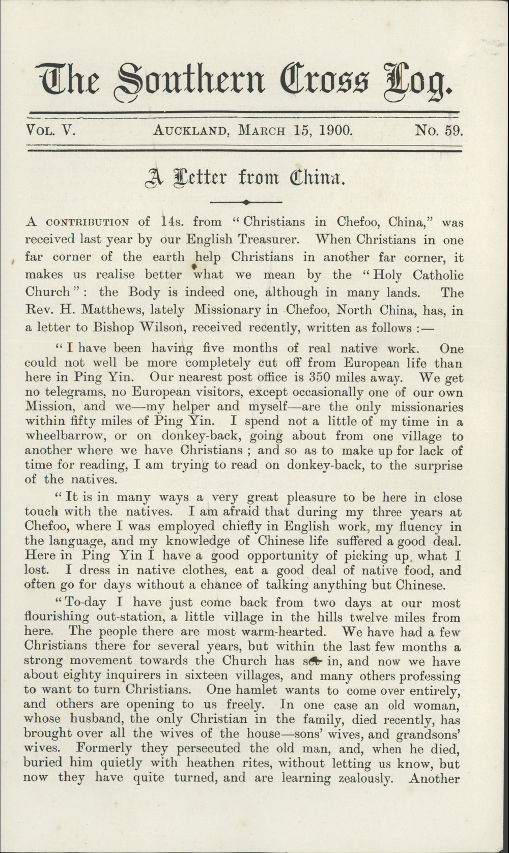 Southern Cross Log: Issue 59, March 1900