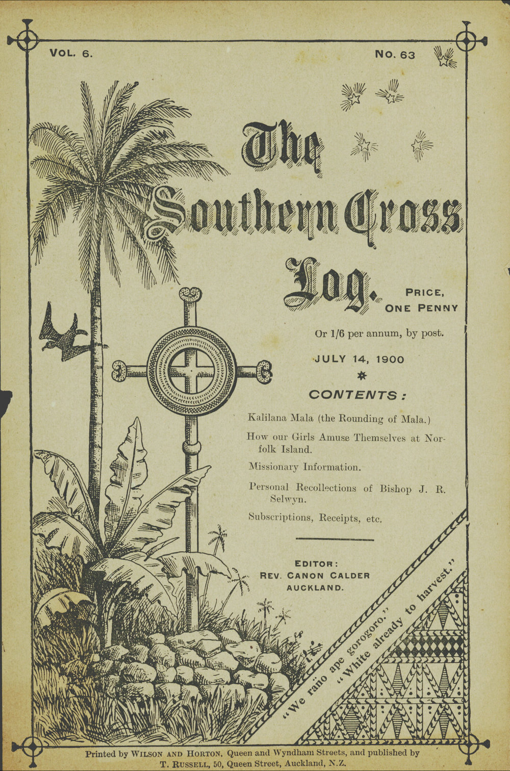 Southern Cross Log: Issue 63, July 1900