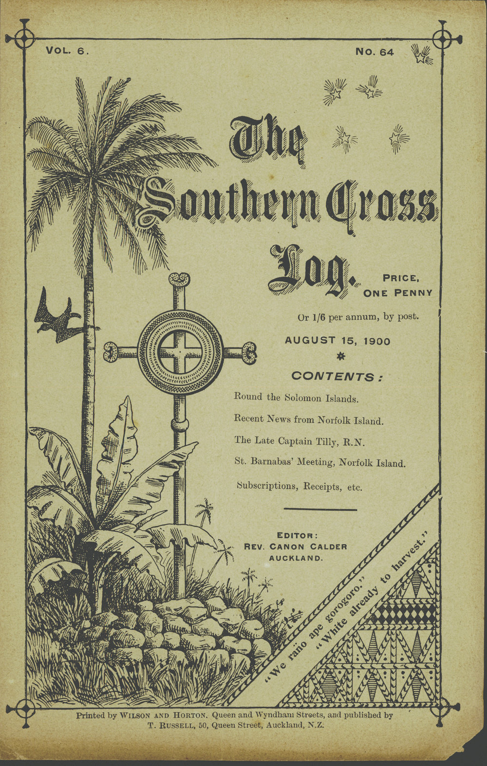 Southern Cross Log: Issue 64, August 1900
