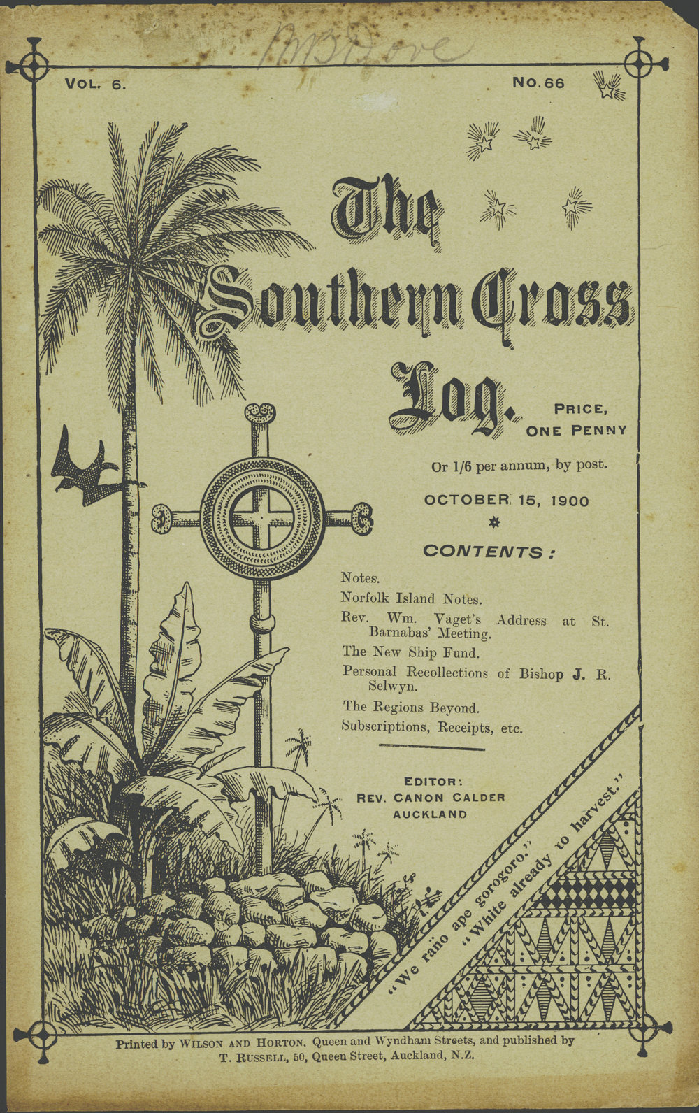 Southern Cross Log: Issue 66, October 1900