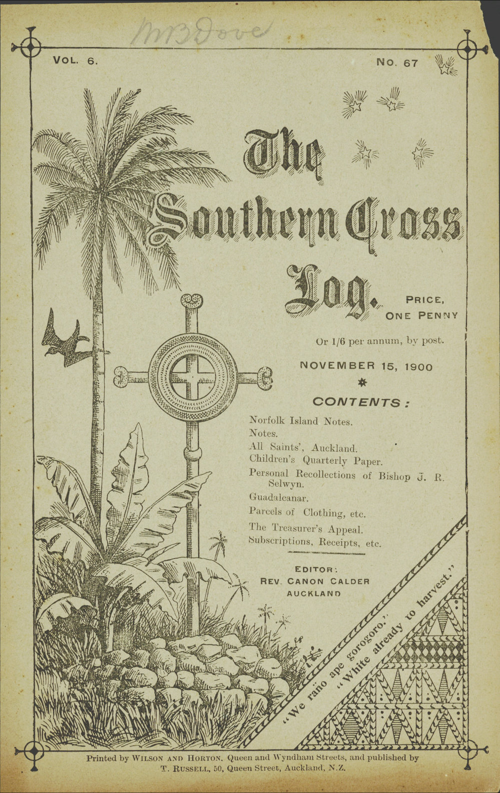 Southern Cross Log: Issue 67, November 1900