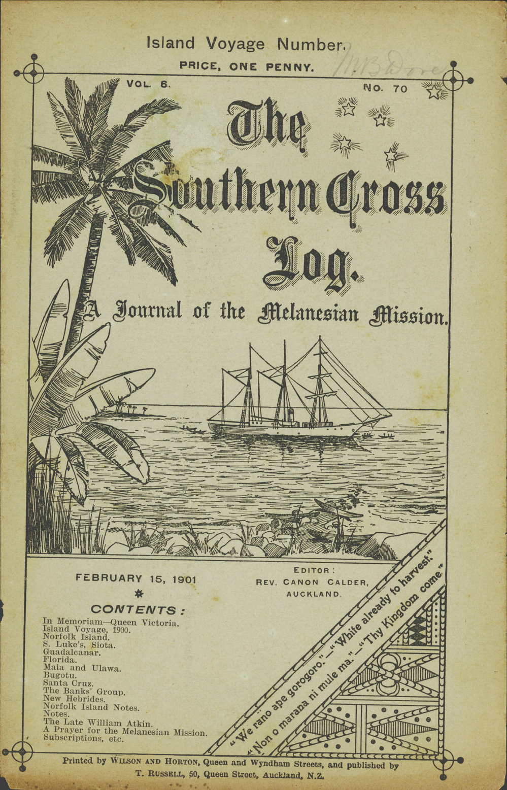 Southern Cross Log: Issue 70, February 1901