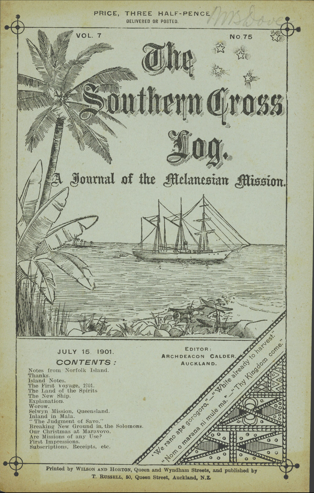 Southern Cross Log: Issue 75, July 1901