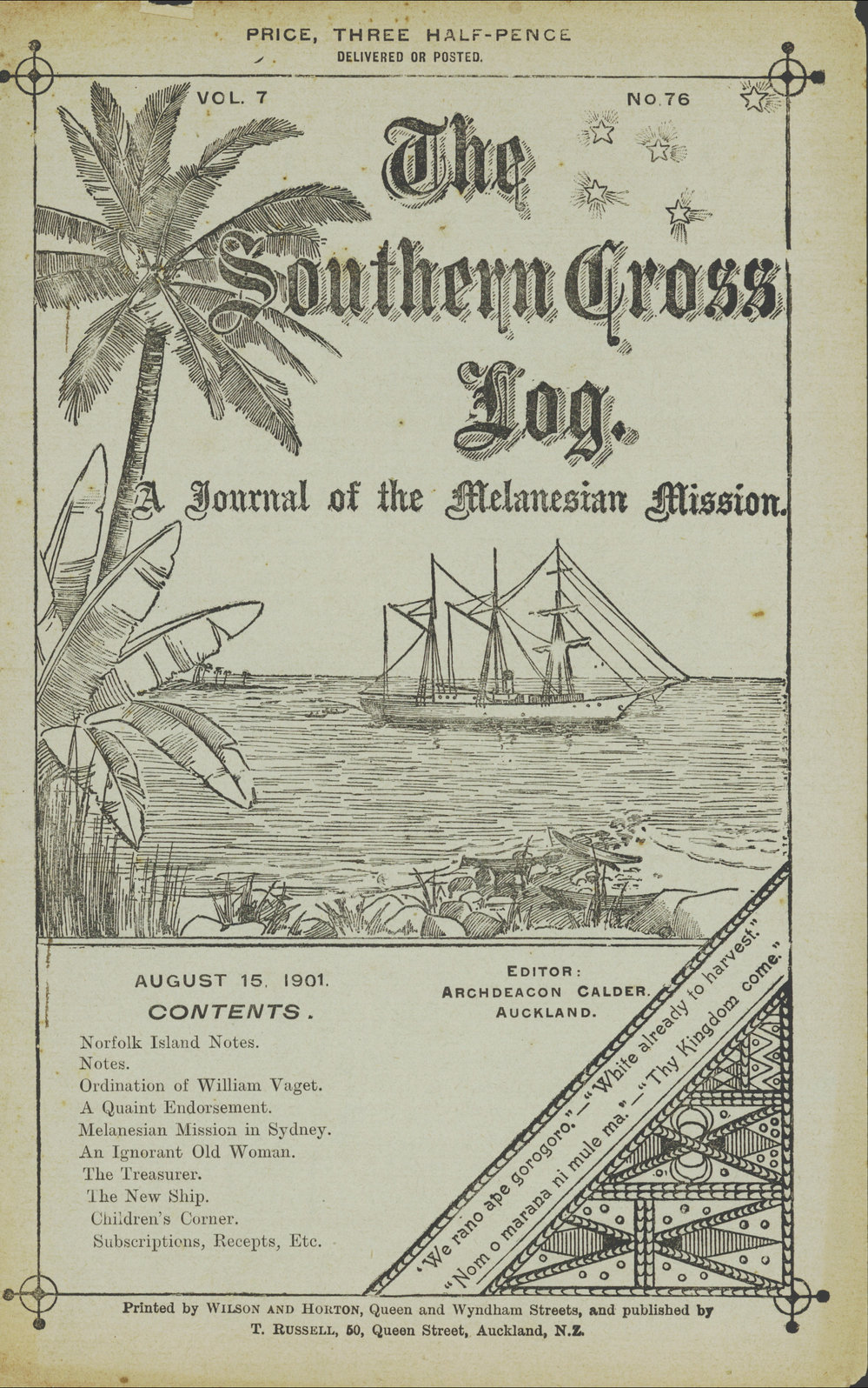 Southern Cross Log: Issue 76, August 1901
