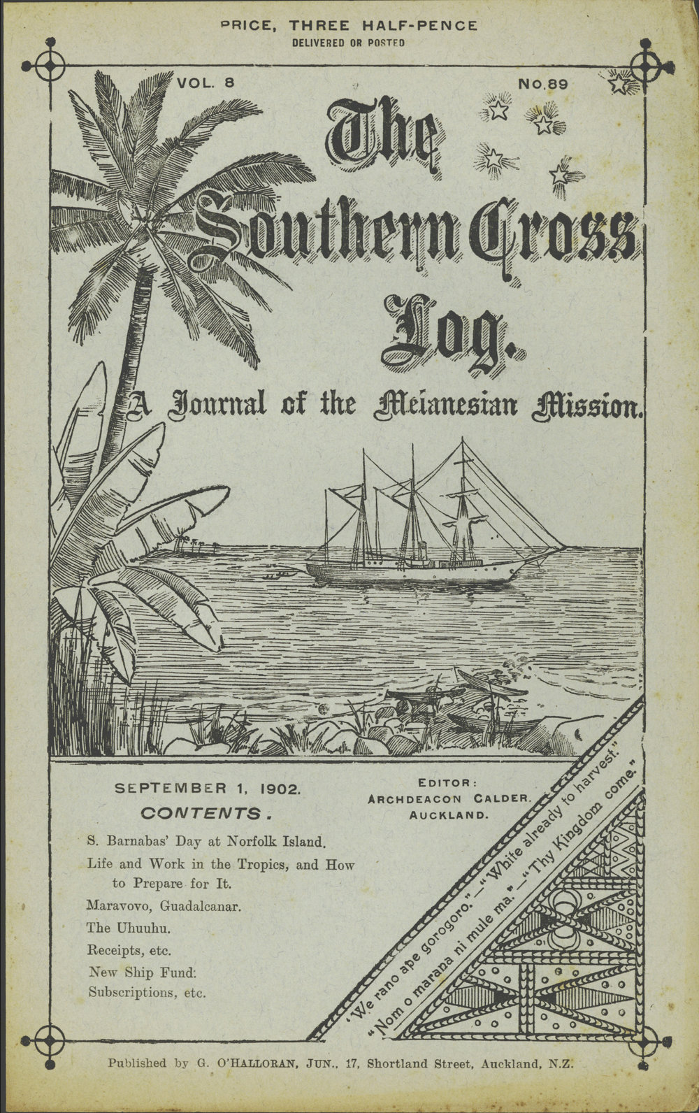 Southern Cross Log: Issue 89, September 1902