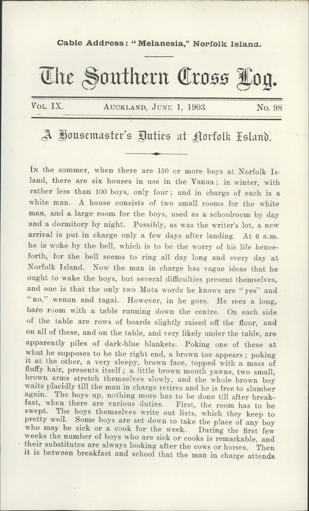 Southern Cross Log: Issue 98, June 1903
