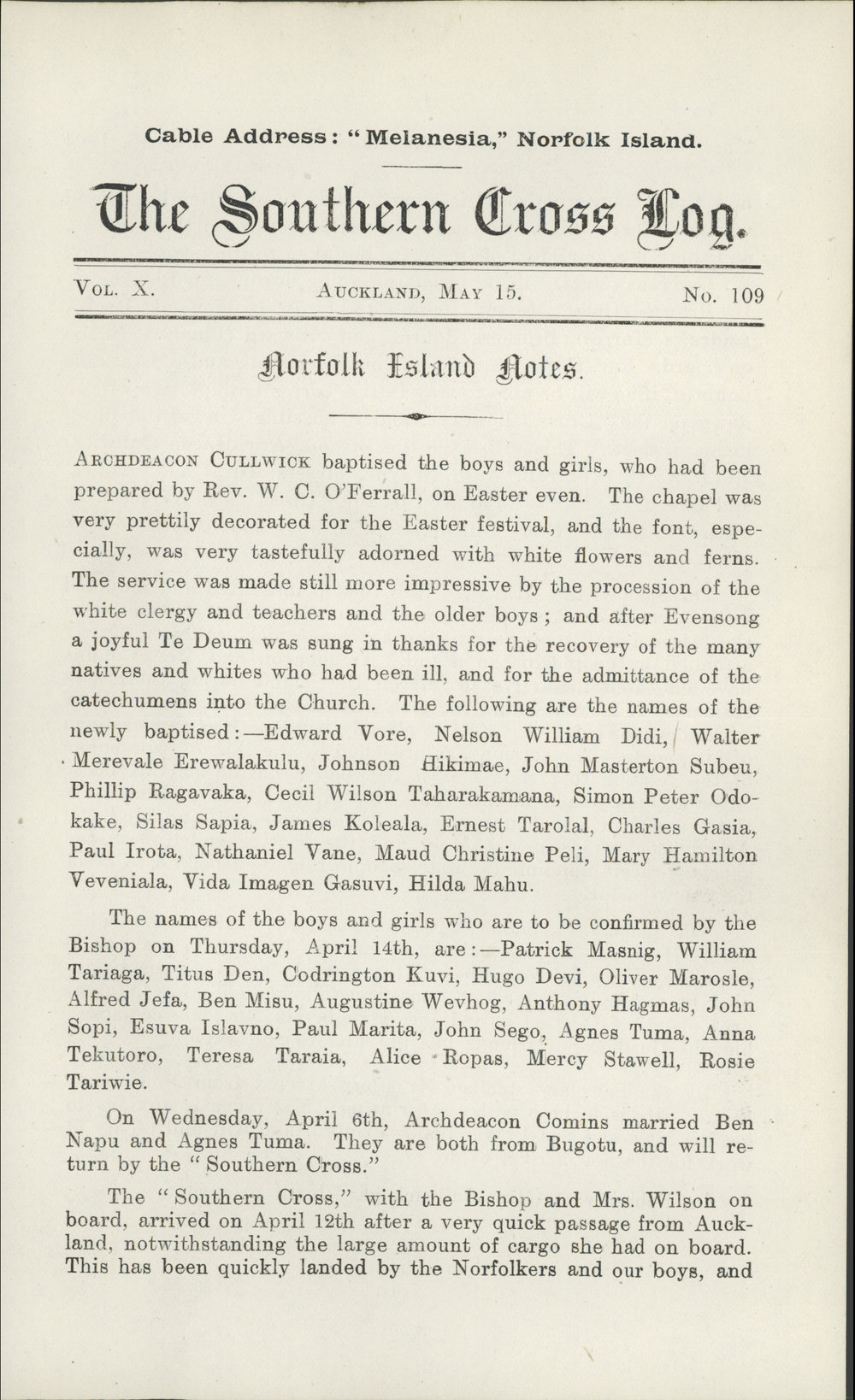 Southern Cross Log: Issue 109, May 1904