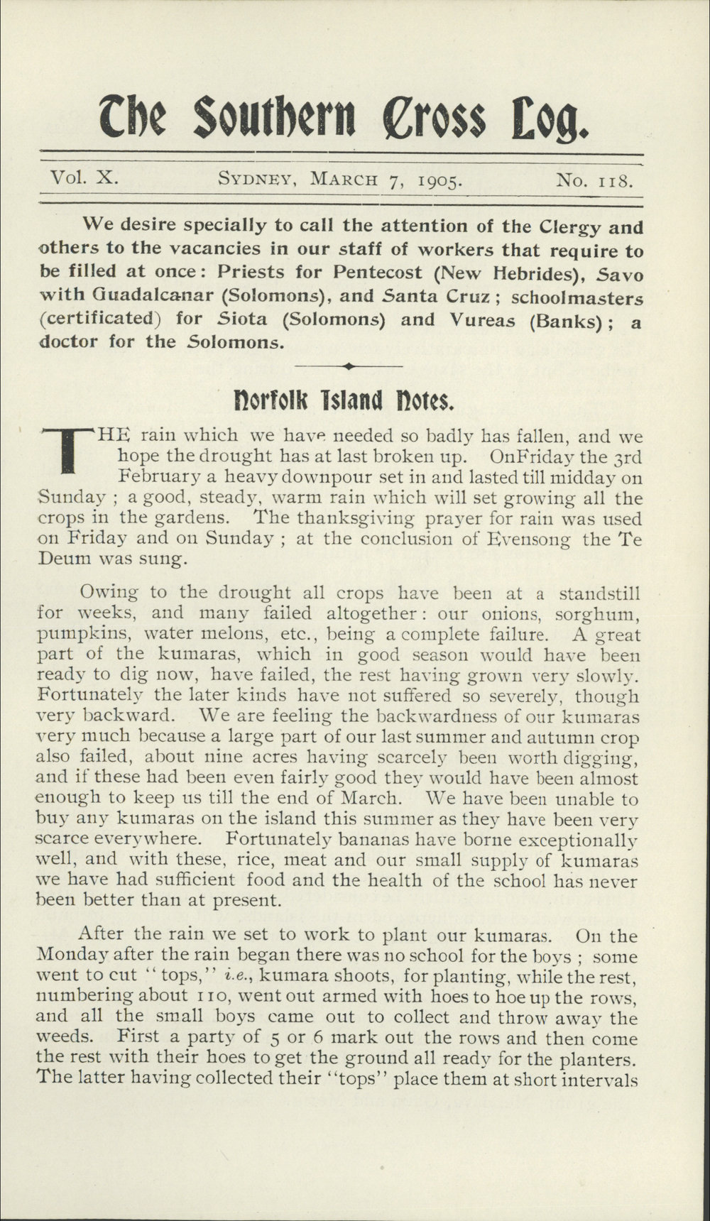 Southern Cross Log: Issue 118, March 1905