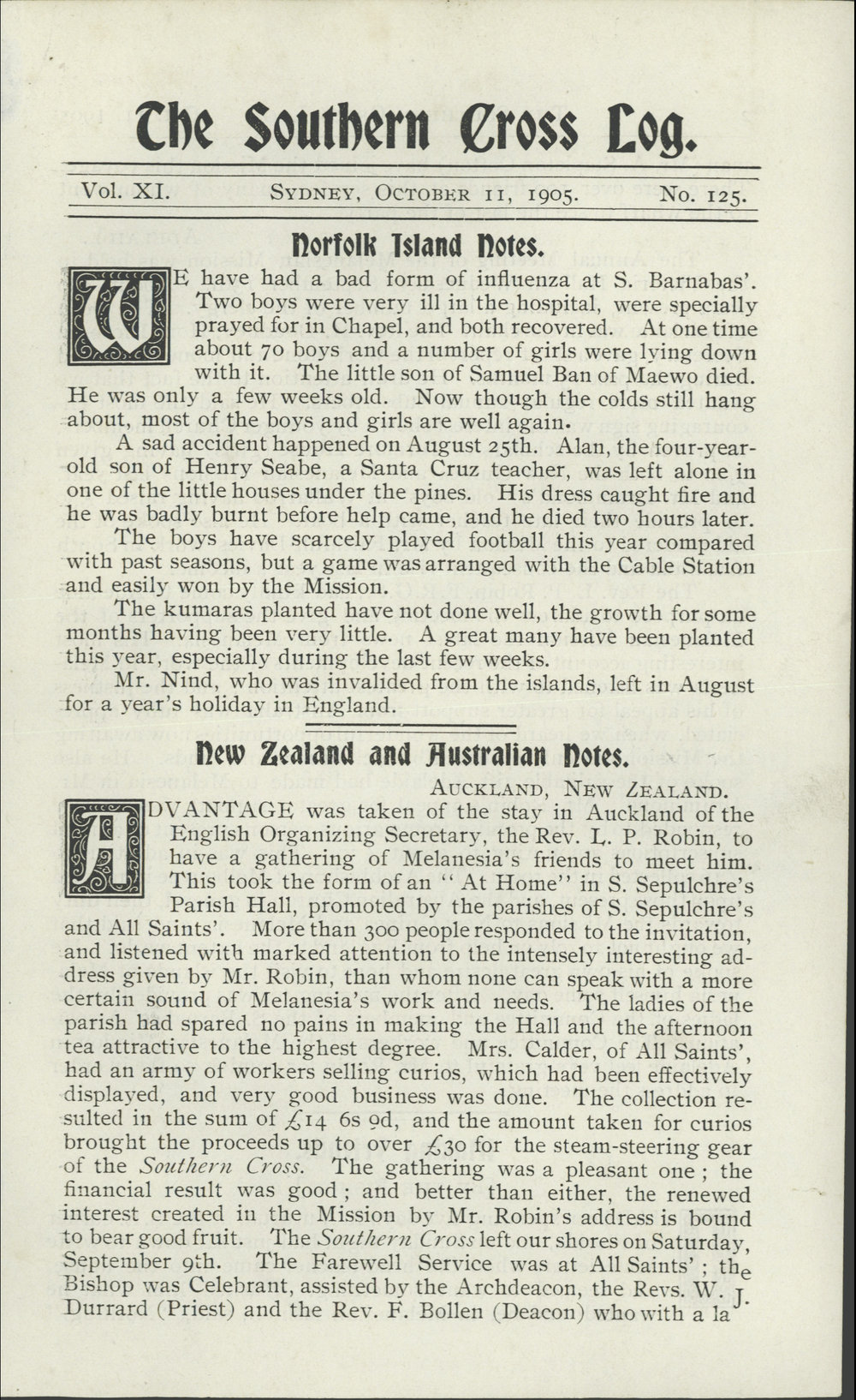 Southern Cross Log: Issue 125, October 1905