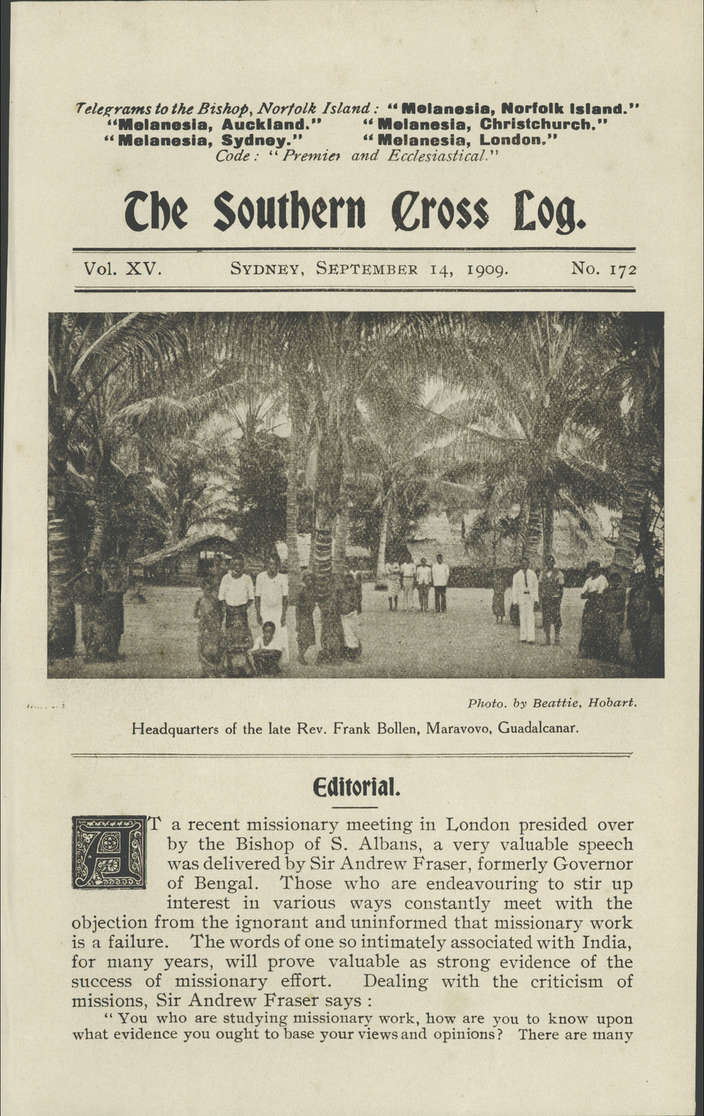 Southern Cross Log: Issue 172, September 1909