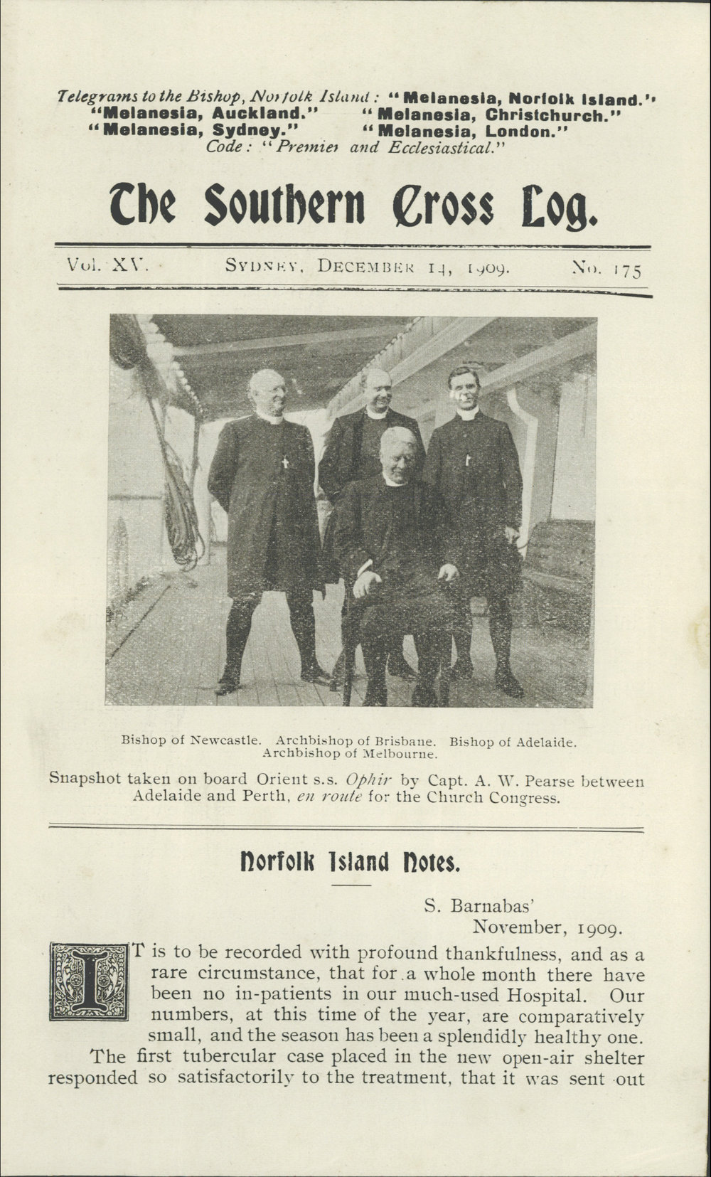 Southern Cross Log: Issue 175, December 1909