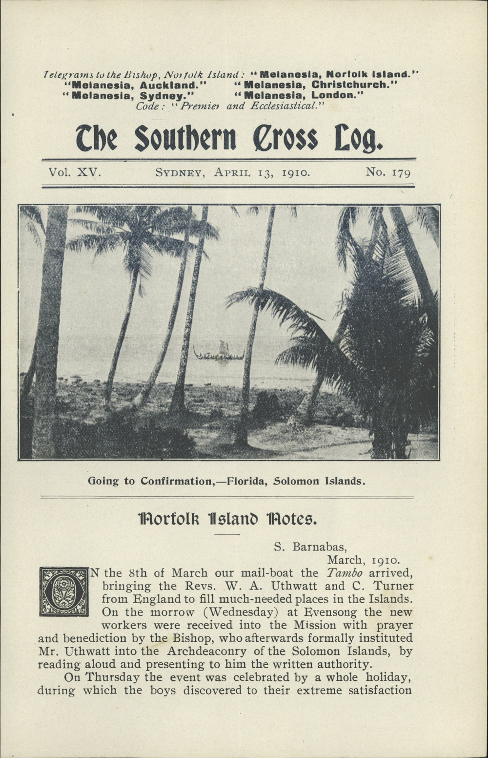 Southern Cross Log: Issue 179, April 1910
