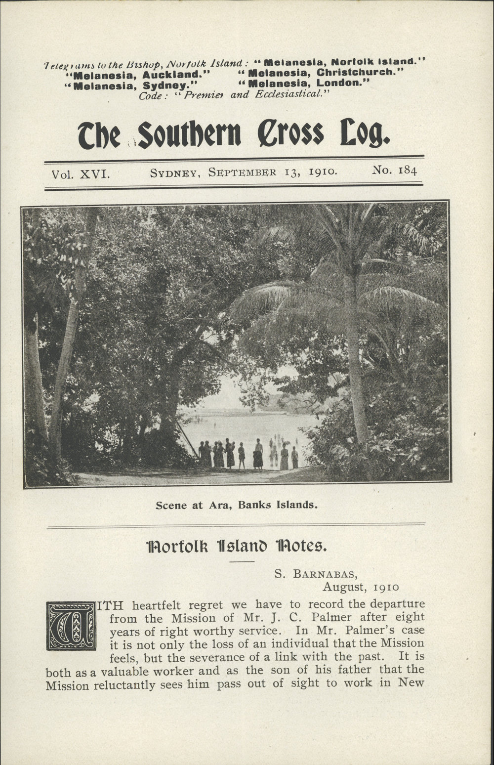 Southern Cross Log: Issue 184, September 1910