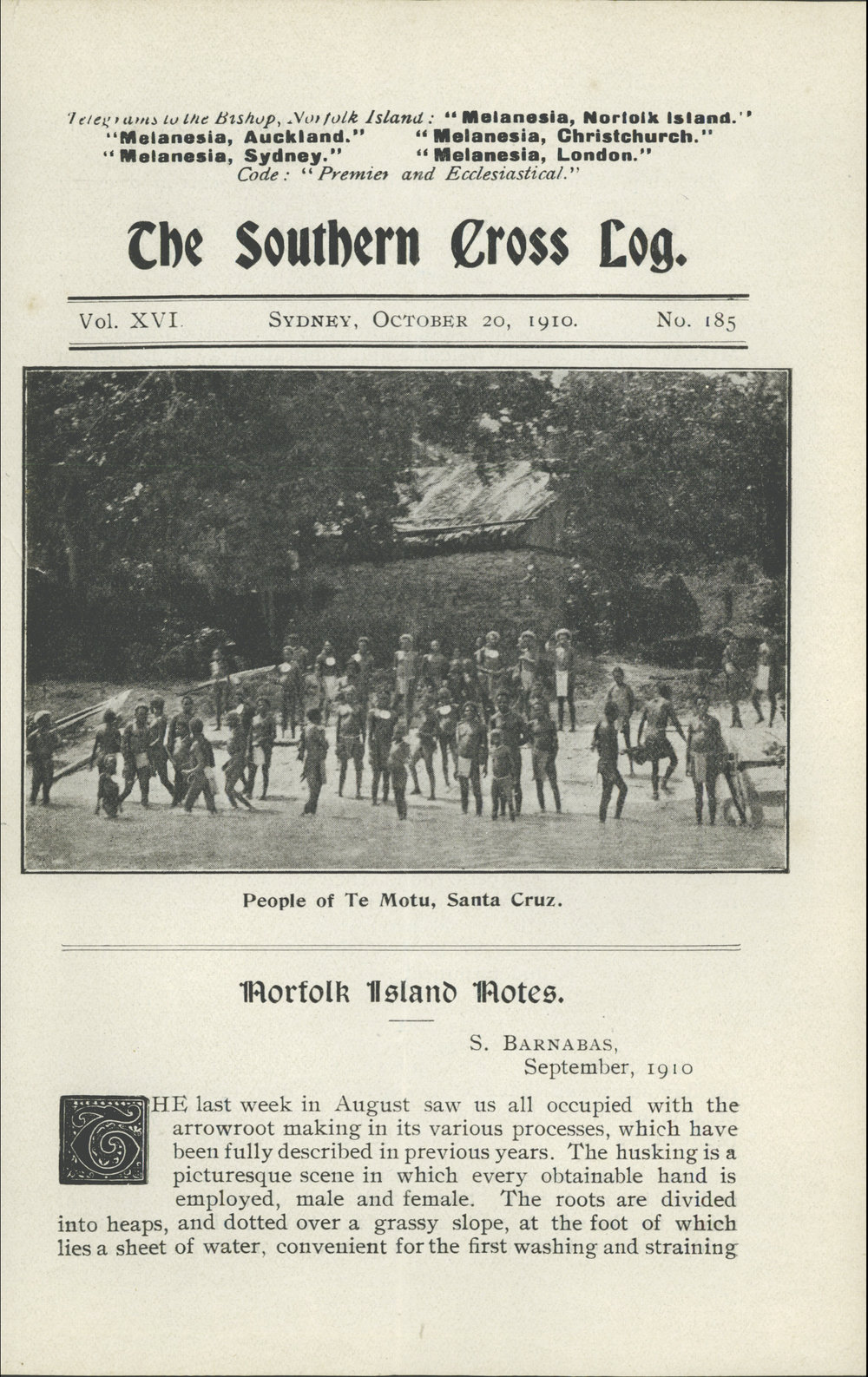 Southern Cross Log: Issue 185, October 1910