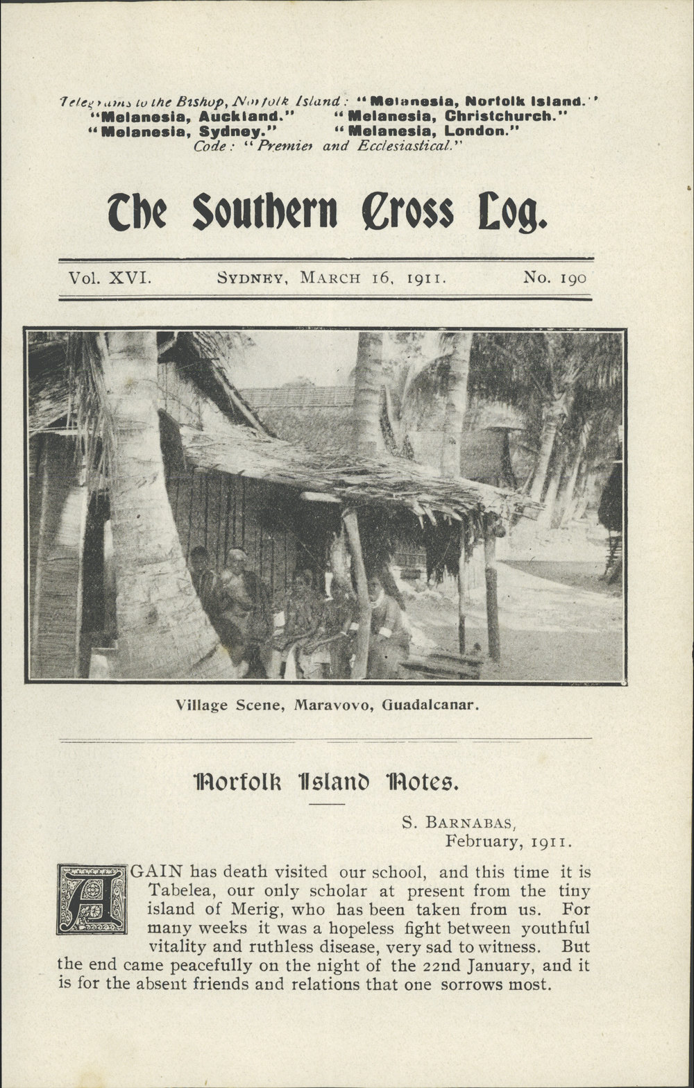 Southern Cross Log: Issue 190, March 1911