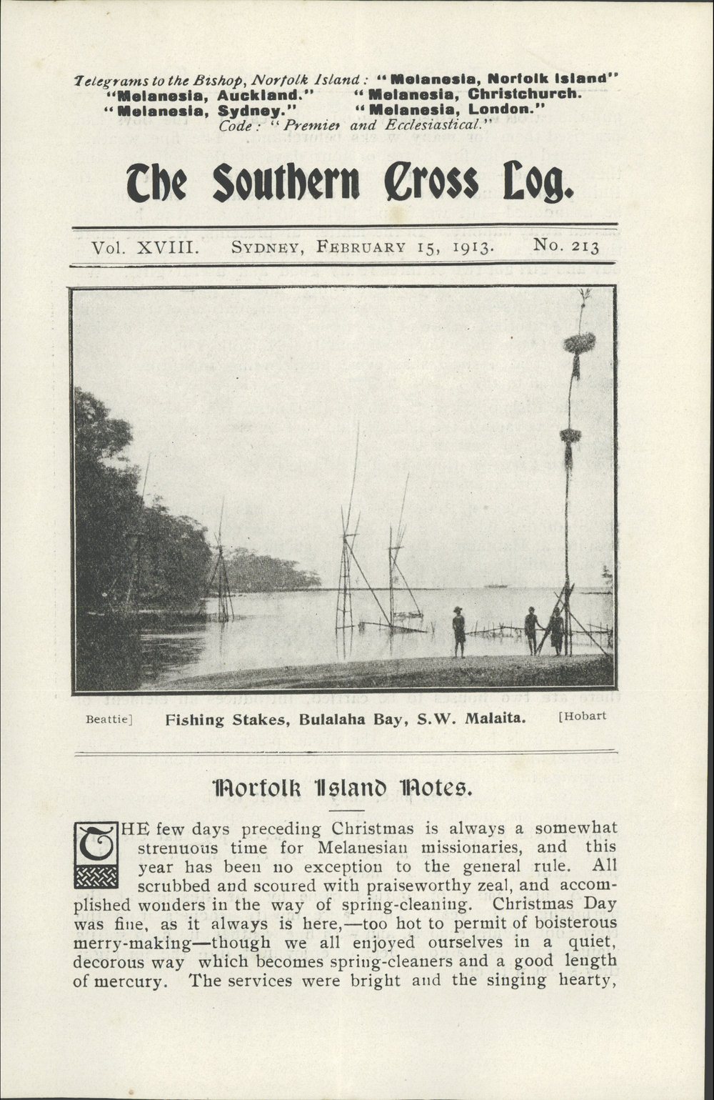 Southern Cross Log: Issue 213, February 1913