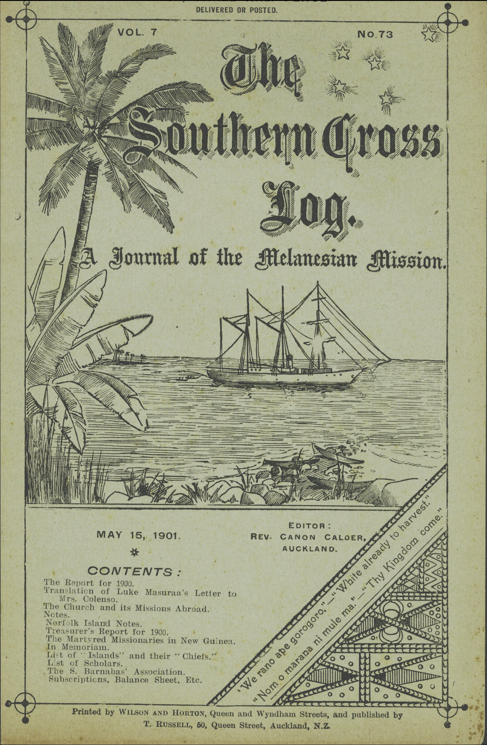 Southern Cross Log: Annual Report for 1900