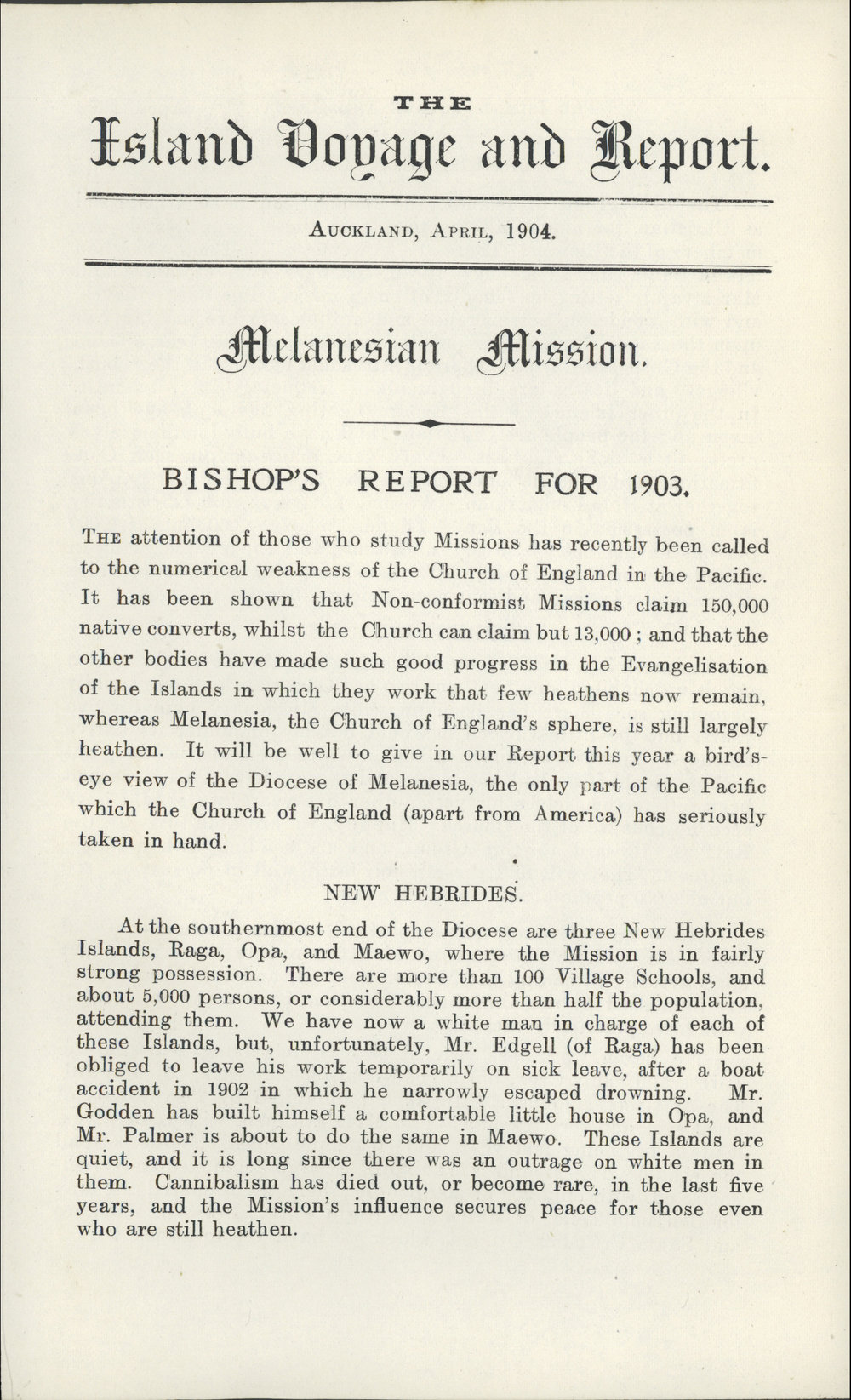 Southern Cross Log: Annual Report for 1903