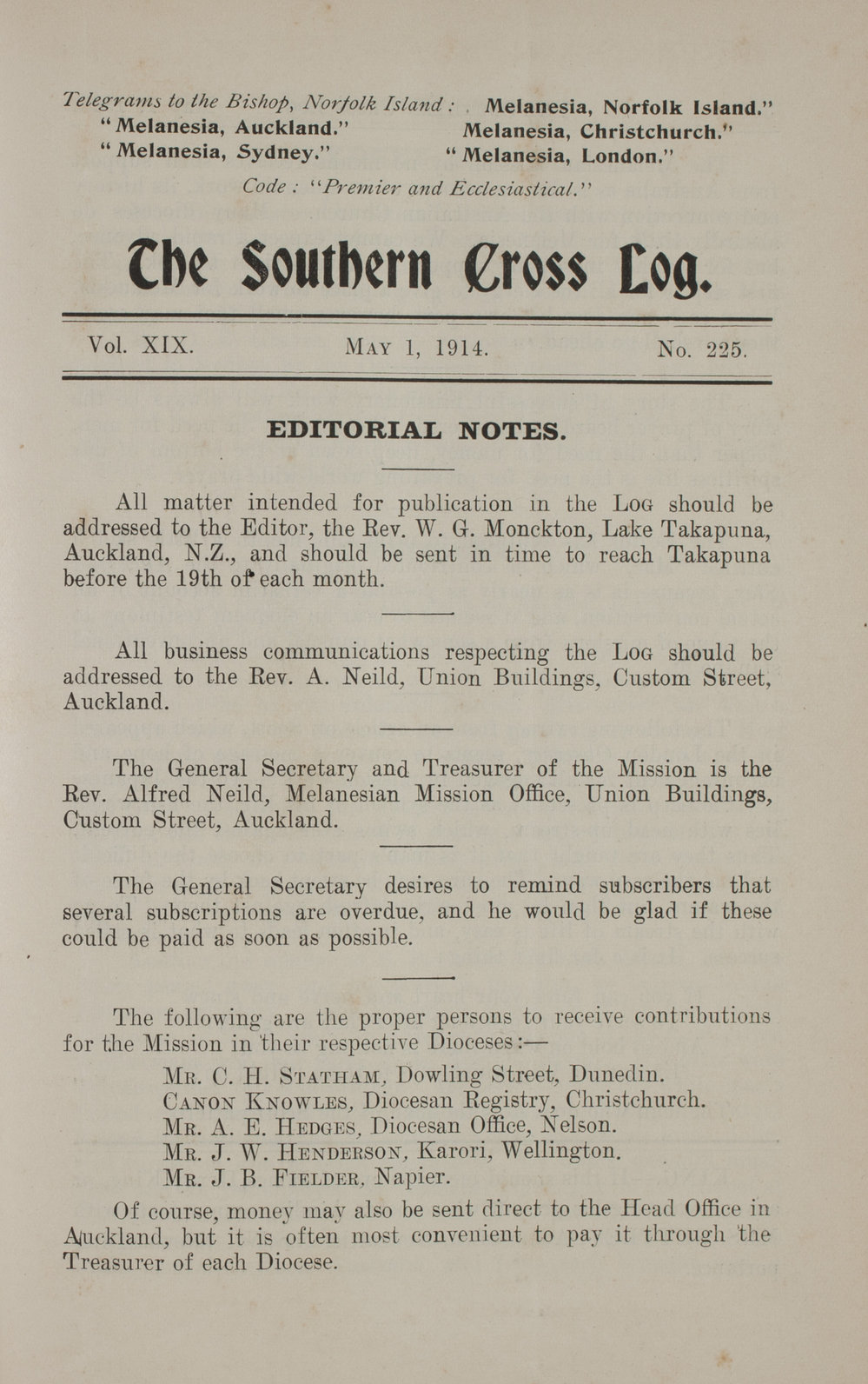 Southern Cross Log: Issue 225, May 1914