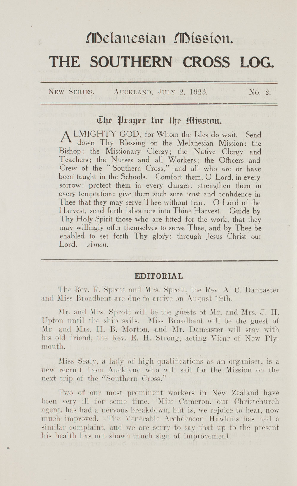 Southern Cross Log: Issue 2, July 1923