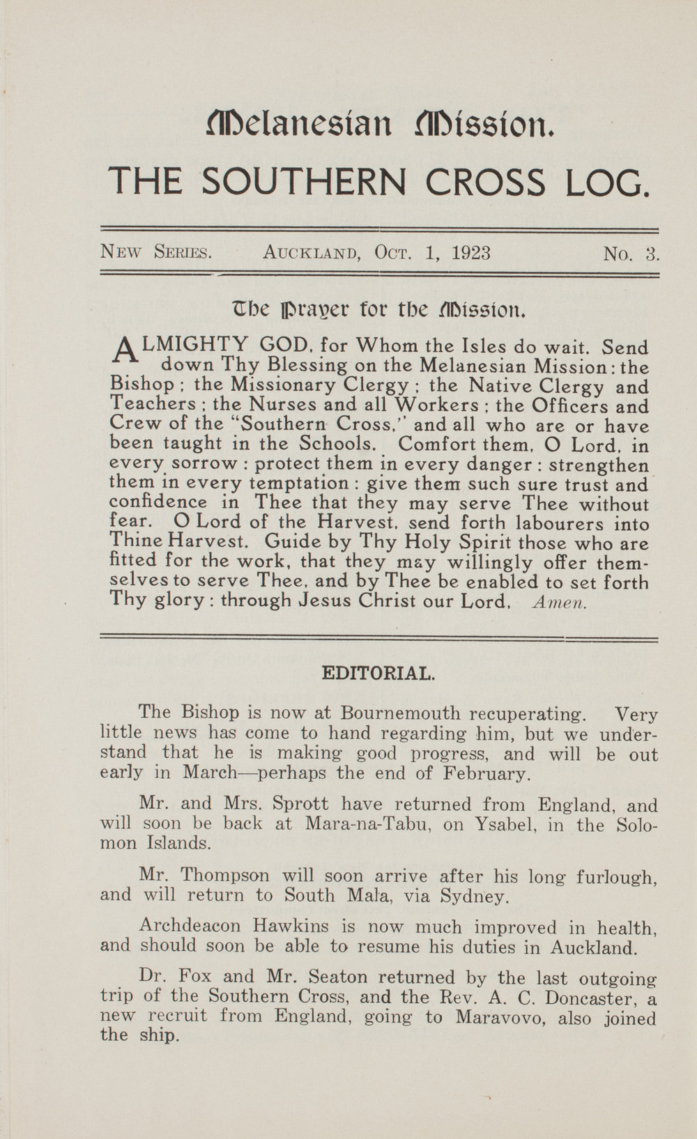 Southern Cross Log: Issue 3, October 1923