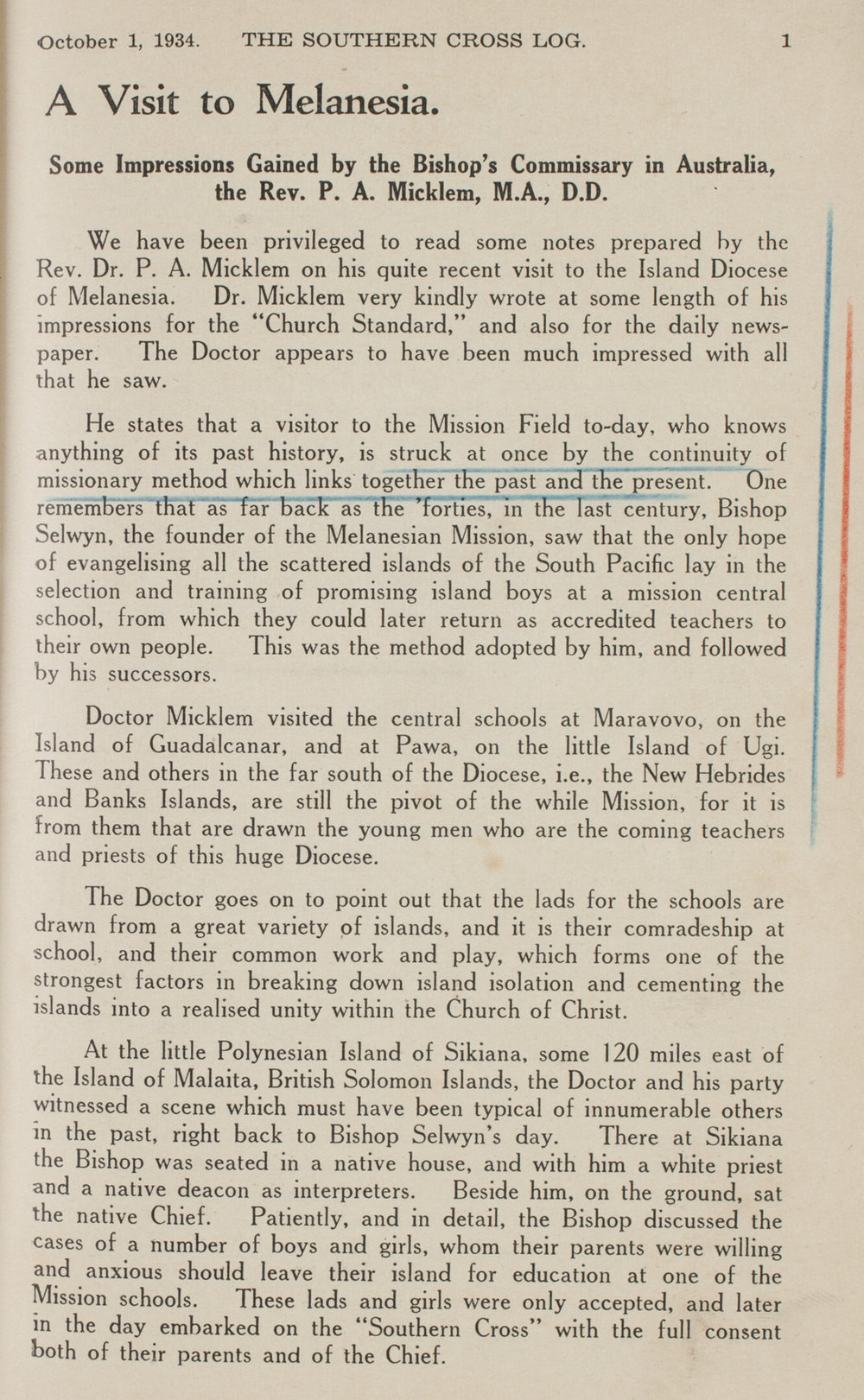 Southern Cross Log: Issue 45, October 1934