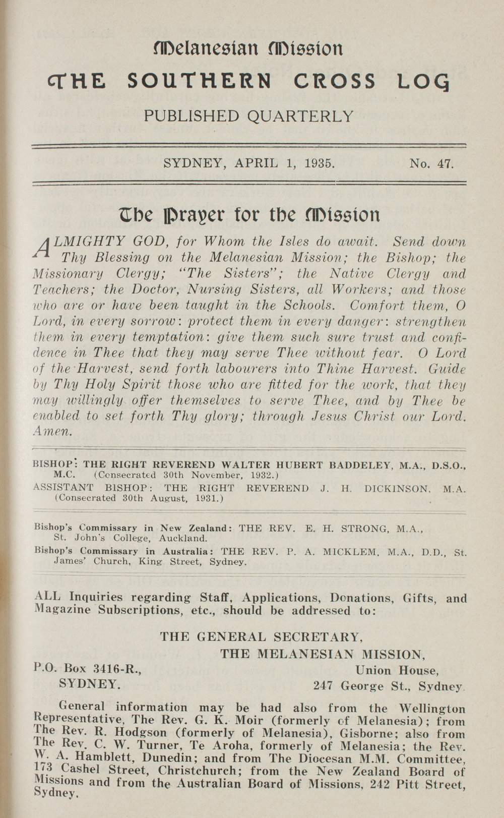 Southern Cross Log: Issue 47, April 1935