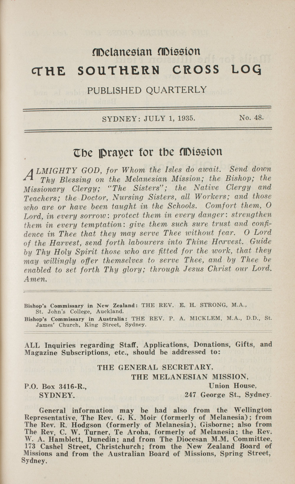 Southern Cross Log: Issue 48, July 1935