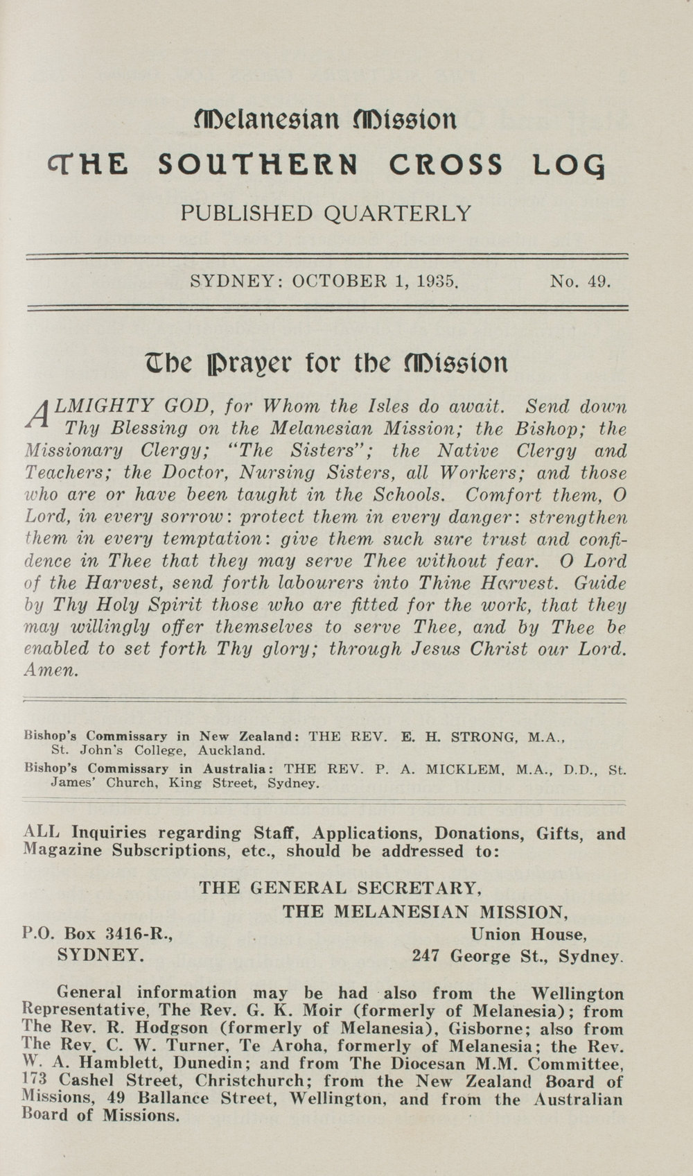 Southern Cross Log: Issue 49, October 1935