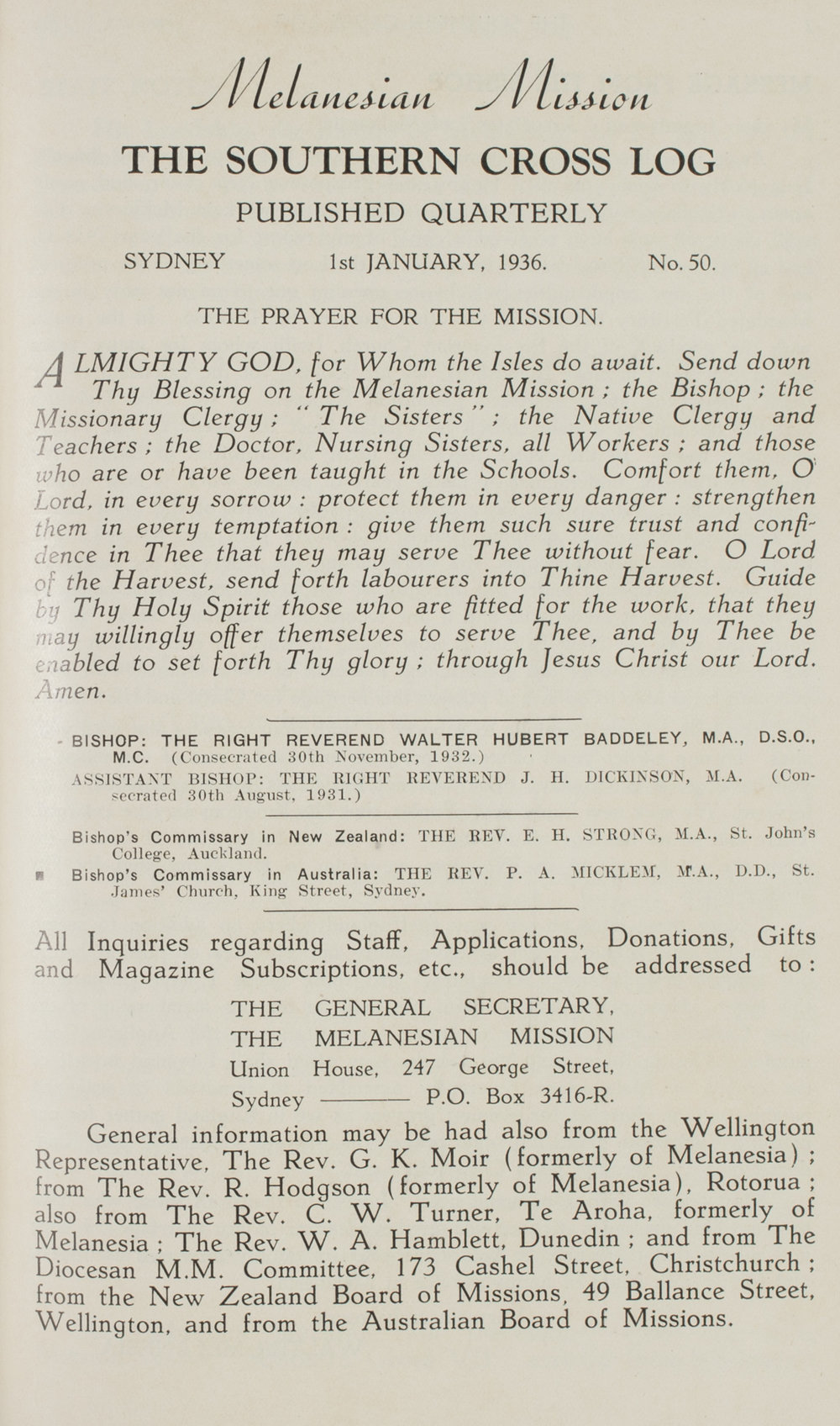 Southern Cross Log: Issue 50, January 1936